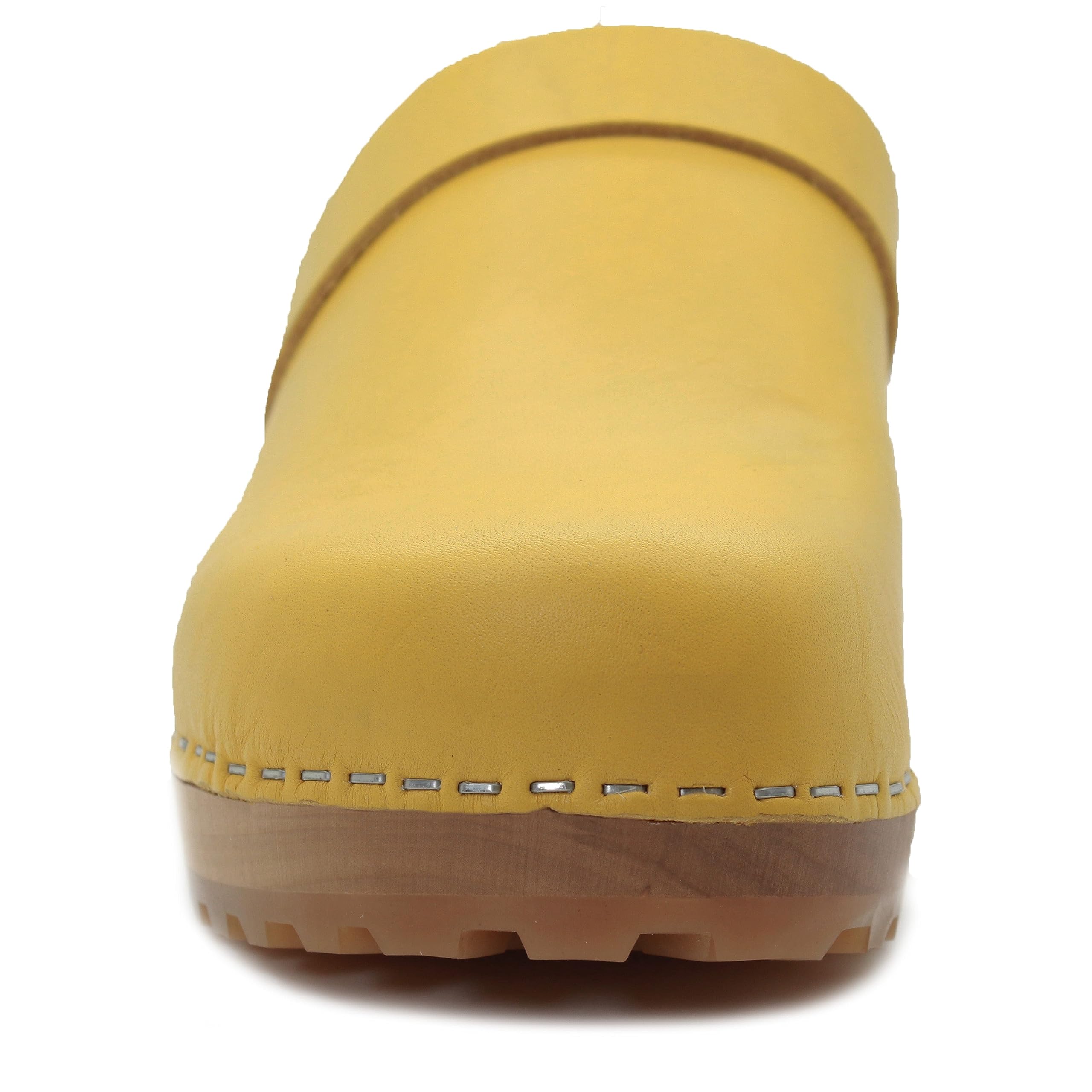 KLÄGN Tuva Wooden Open Back Clogs with Grippy Leather Sole - Comfortable & Stylish for Home, Garden, and Casual Wear