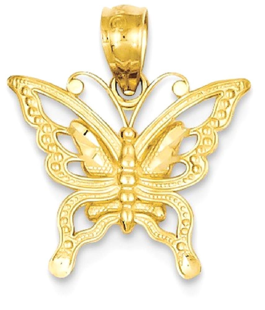 14K Solid Yellow Gold Butterfly Wings Necklace - Elegant Pendant Charm for Women - Perfect for Valentine's Day, Anniversary & Birthday Gifts