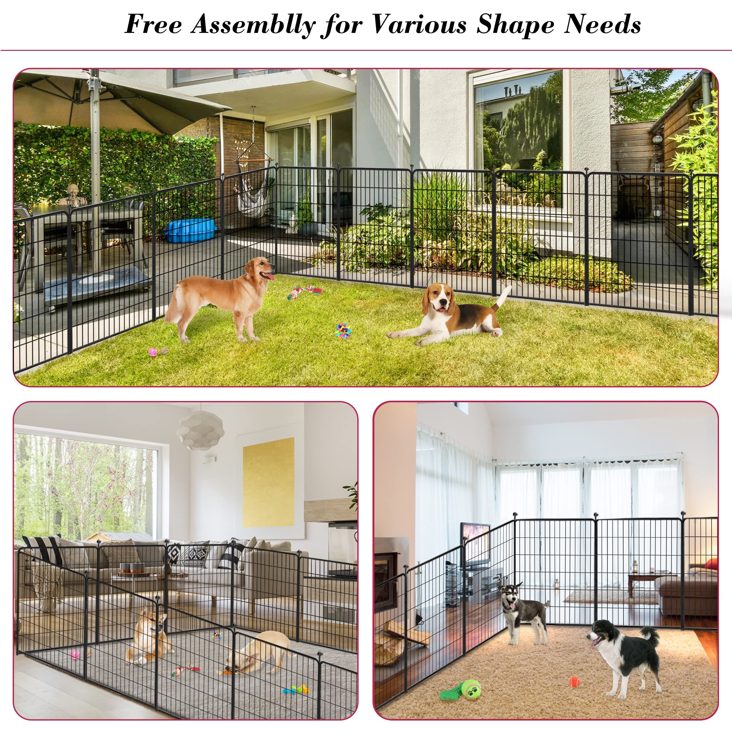 40 Inch Heavy Duty Metal Dog Playpen - 8 Panel Portable Pet Fence for Large/Medium/Small Dogs | Indoor & Outdoor Use for Yard, RV, Camping | Durable Puppy Pen with Door for Playtime & Training