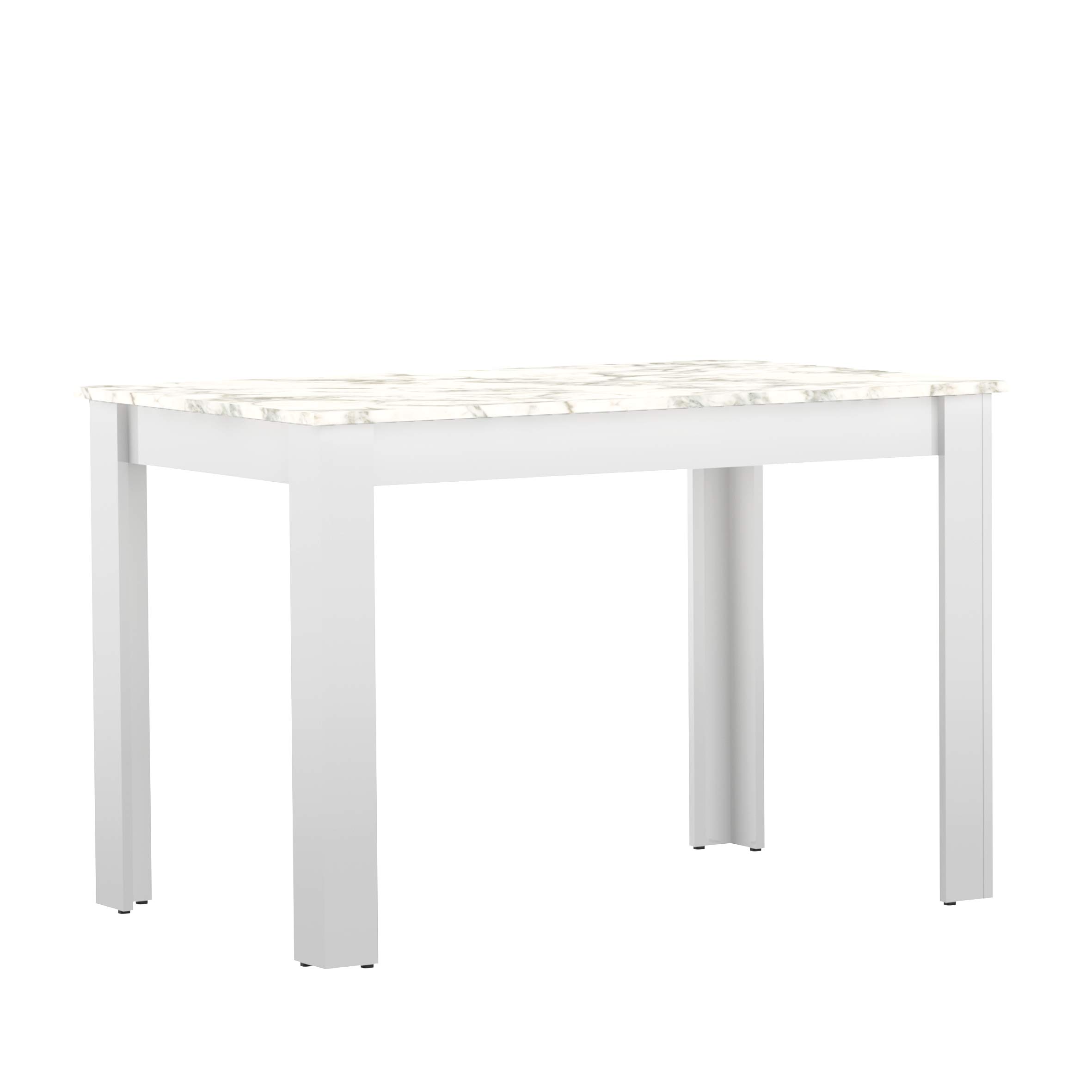 Symbiosis White Marble Look Dining Table - 43.3 x 27.6 x 28.9 Inches (110x70x73.4cm) - Modern Kitchen & Dining Room Furniture for Small Spaces