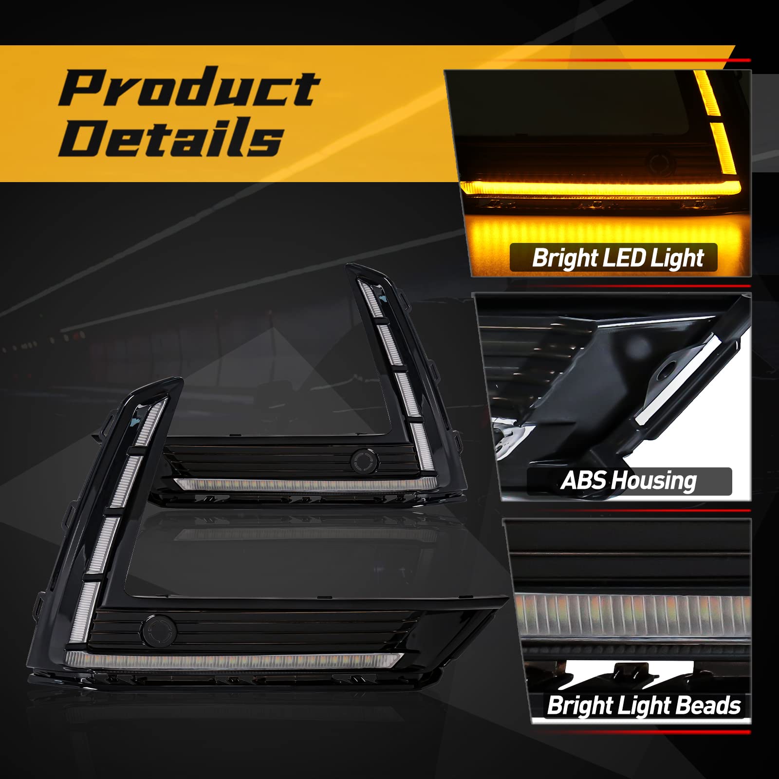 2023-2024 Honda CR-V LED Daytime Running Lights with Tri-Color Options & Sequential Turn Signals - DRL Fog Lamps with Bezel for Enhanced Visibility & Style (Perfect for City Driving, Night Safety & Custom Car Mods)