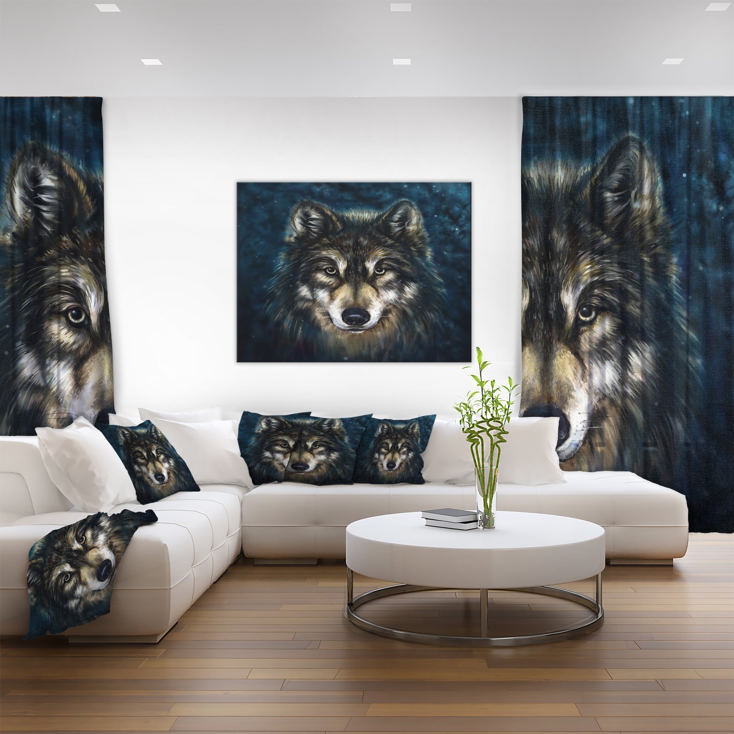 Smiling Wolf Animal Wall Art Painting - Handmade Canvas Print for Home & Office Decor - Perfect for Living Room, Bedroom, or Cabin