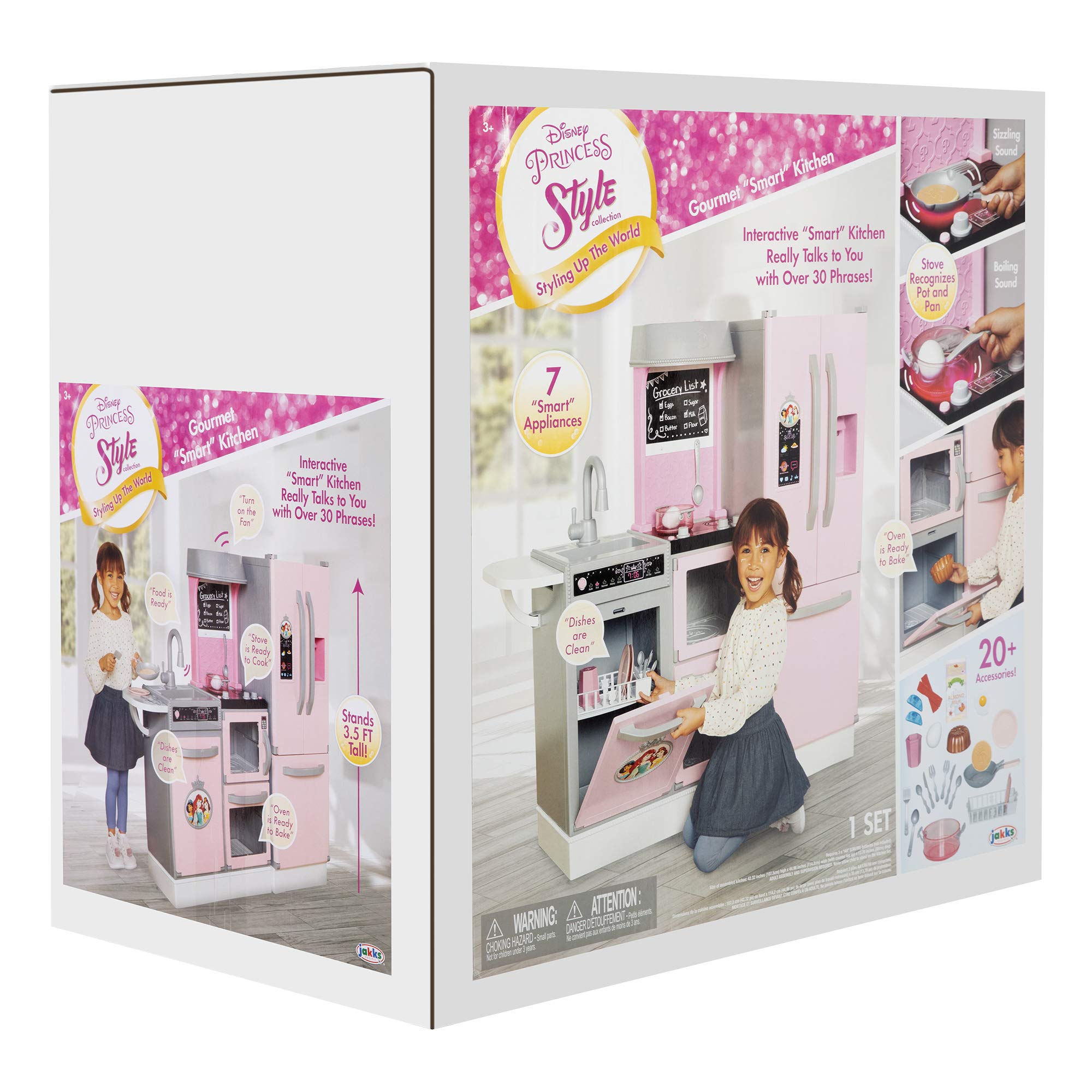 Disney Princess Style Gourmet Smart Kitchen Playset with Lights & Sounds - 20+ Accessories for Kids, Pink | Pretend Play Cooking Toy for Girls Ages 3-6 | Birthday Gift Idea & Interactive Role Play Kitchen Set