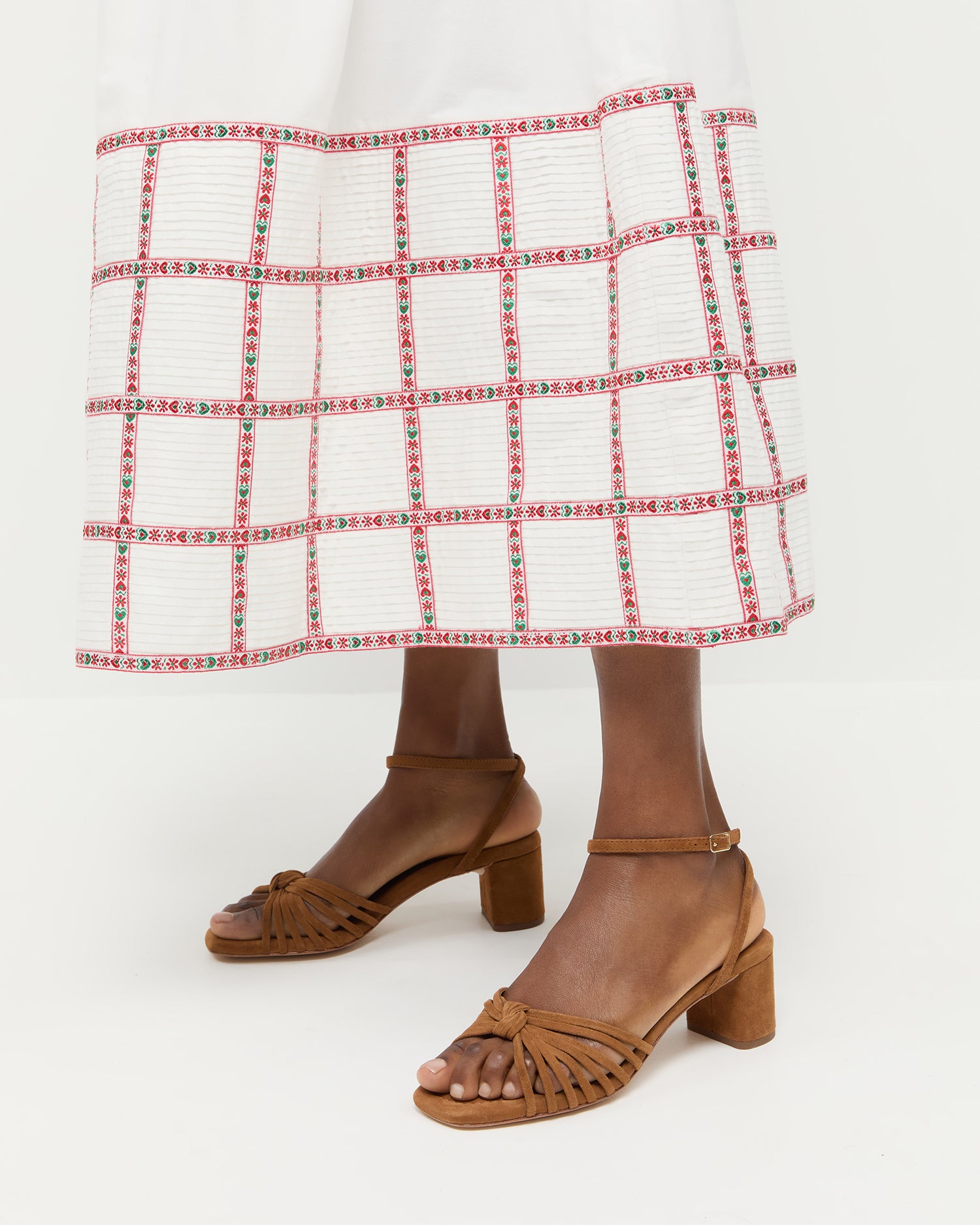 Olivia Cacao Knot Mid Heel Sandals - Women's Fashion Chunky Heel Strappy Sandals for Summer, Beach, and Casual Outings