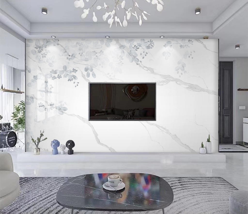 White Shade Stone Design Marble Wallpaper Murals - Peel and Stick Self-Adhesive Wallpaper for Living Room, Bedroom, Kitchen & Bathroom Decor
