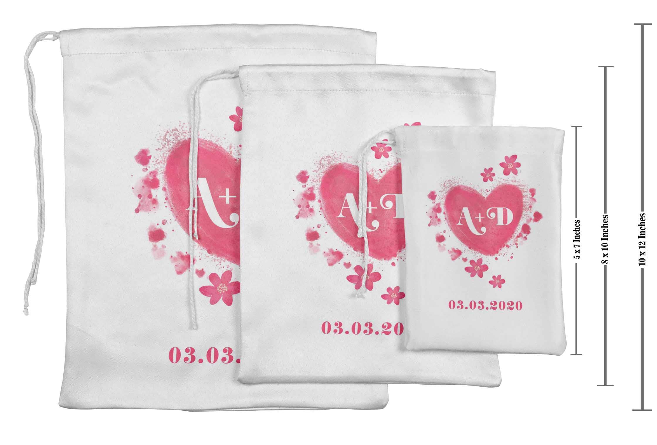 Custom Heart Wedding Favor Bags - 15pcs for Party Gifts & Souvenirs