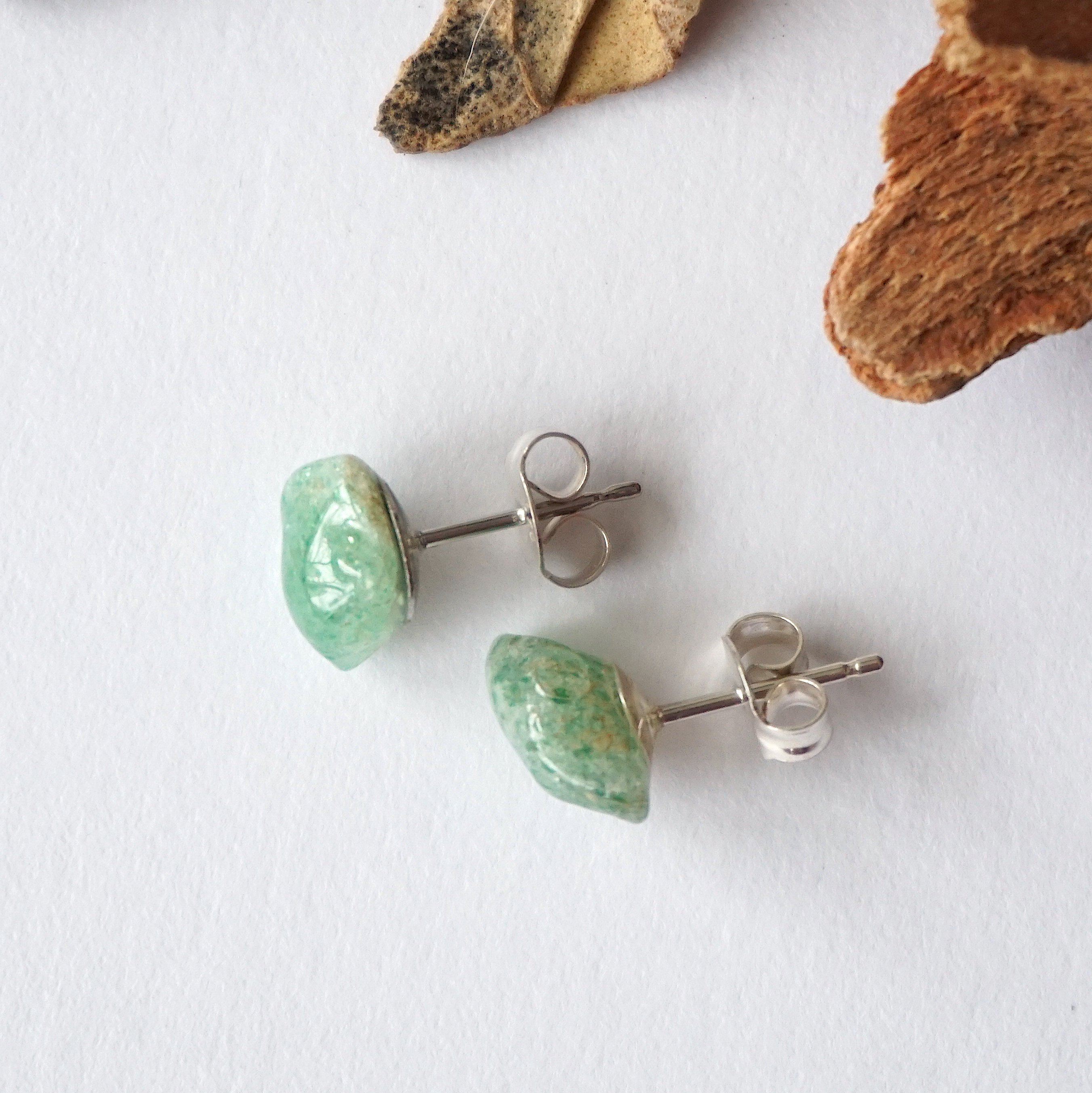 Green Aventurine Stud Earrings - Healing Crystal Post Earrings for Women - Perfect for Daily Wear, Meditation & Energy Balancing
