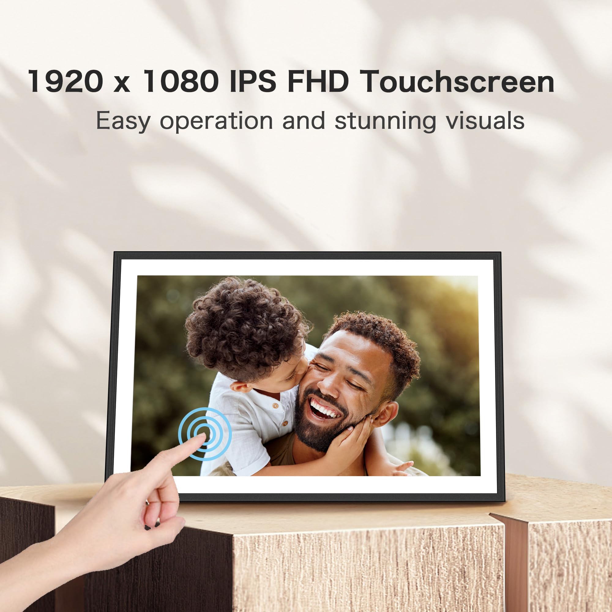 15.6 Inch WiFi Digital Picture Frame - 32GB Storage, 1920x1080 IPS HD Touch Screen, Wall Mount & Tabletop Display - Share Photos & Videos Instantly - Perfect Gift for Mom, Birthday & Wedding Decor - Home & Office Digital Photo Display