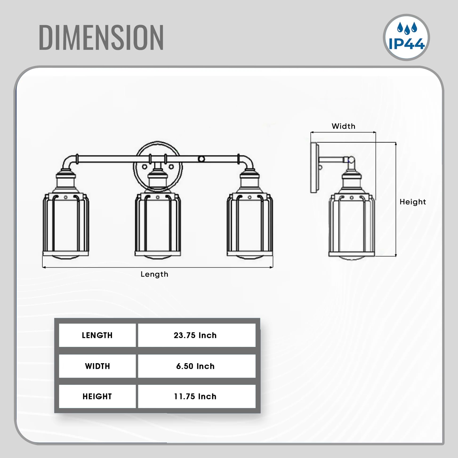 LED Vanity Light - 3-Light Matte Black Bathroom Mirror Lamp for Living Room & Bedroom