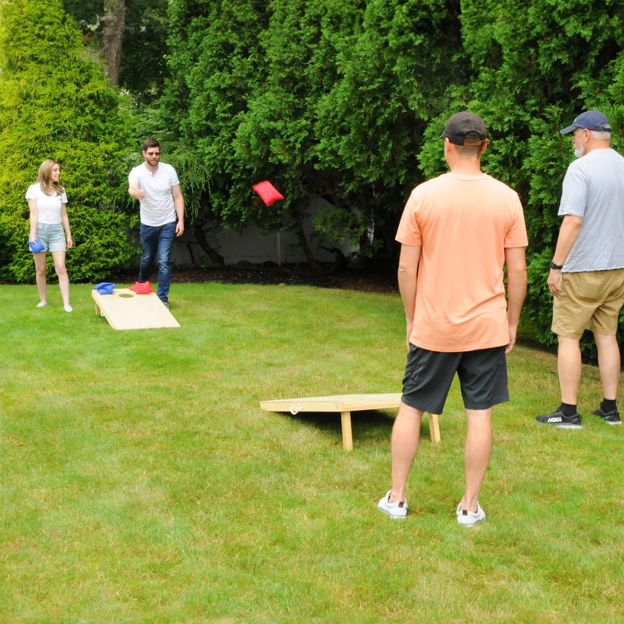 Regulation Size Wood Cornhole Game Set with All-Weather Bags - Outdoor Lawn, Backyard, Tailgate Party & BBQ Games for Adults & Family
