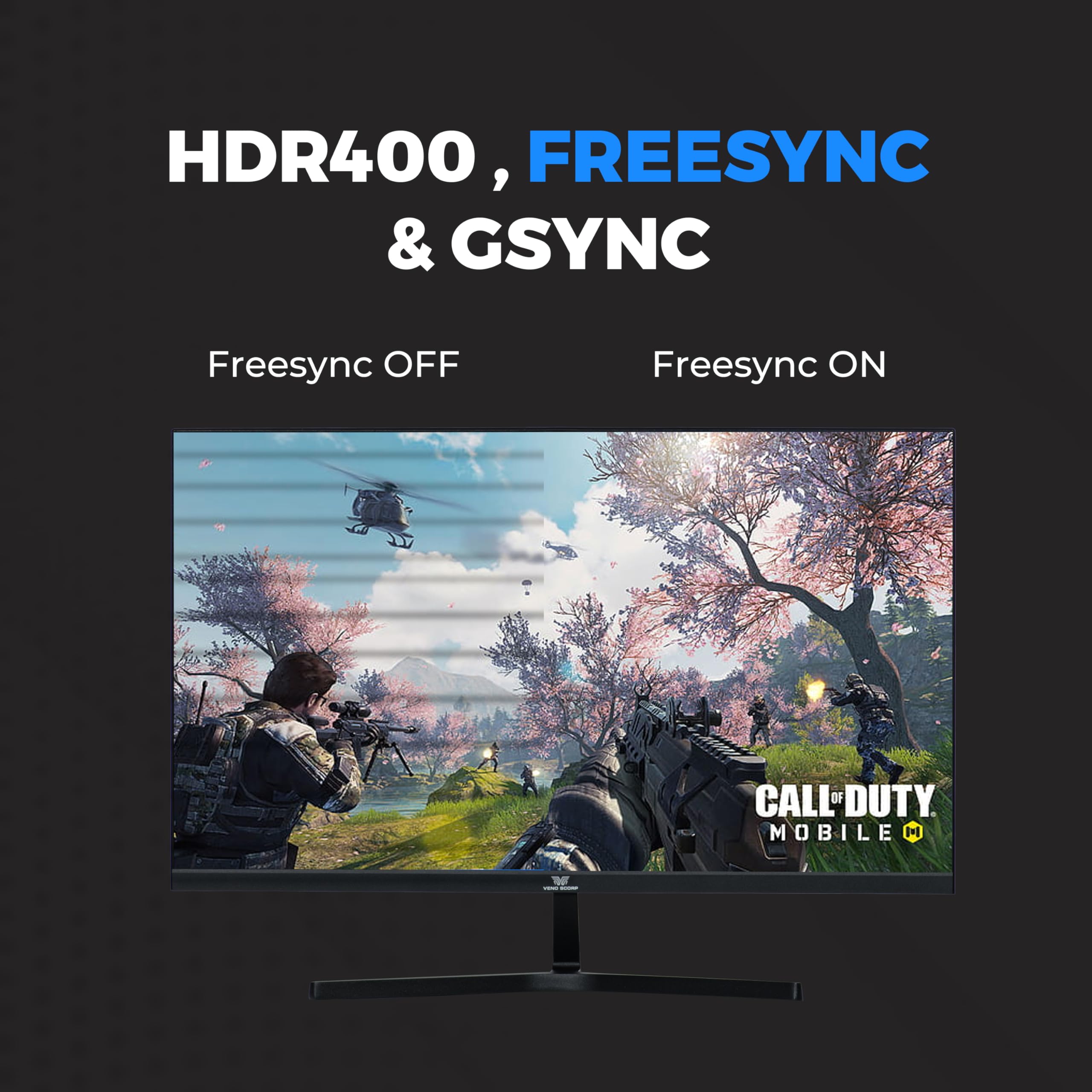 VENOSCORP 24 Inch Gaming Monitor - FHD 1080p 165Hz 1ms Response, AMD FreeSync & NVIDIA G-Sync Compatible, Ultra-Thin Bezel LED Display with HDMI/VGA Ports, Eye Care Technology for PC Gamers (Black, P24G) - Perfect for Esports, Streaming & Home Office Setup