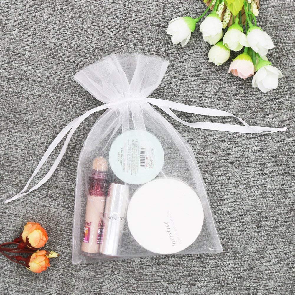 100-Piece 4x6 Inch White Organza Drawstring Gift Bags - Wedding Favors, Party Supplies, Jewelry Pouches & Candy Bags for Bridal Showers, Baby Showers & Travel Essentials