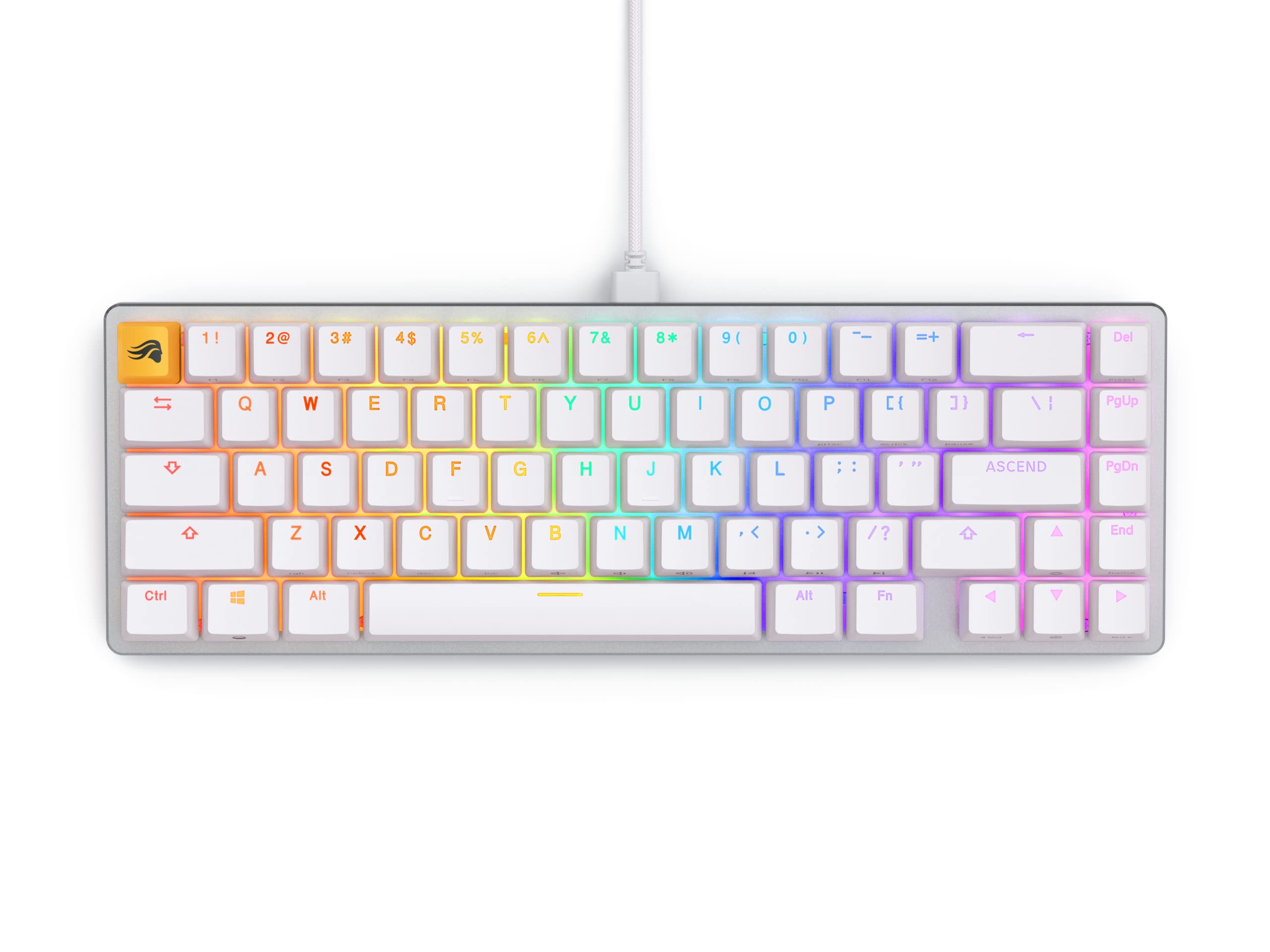 Glorious GMMK 2 65% Compact Mechanical Gaming Keyboard - White Color, Hot-Swappable Cherry MX Style Switches, Low-Profile Design with Double-Shot PBT Keycaps & Linear Switches Included - Perfect for Esports, Office Work, and Typing Enthusiasts