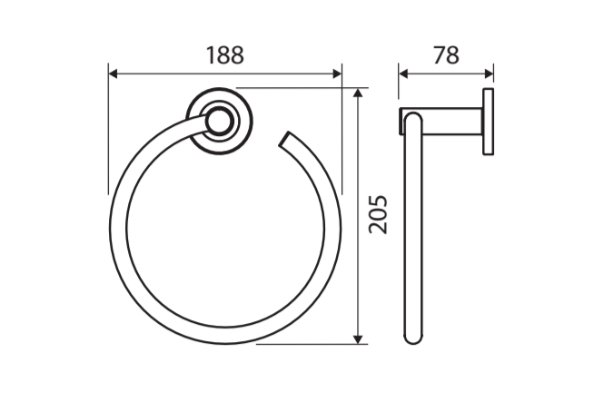 Fienza Axle Hand Towel Ring 83102GM - Gunmetal Grey Bathroom Towel Holder, Modern Wall-Mounted Towel Ring for Bath, Kitchen & Guest Room Decor
