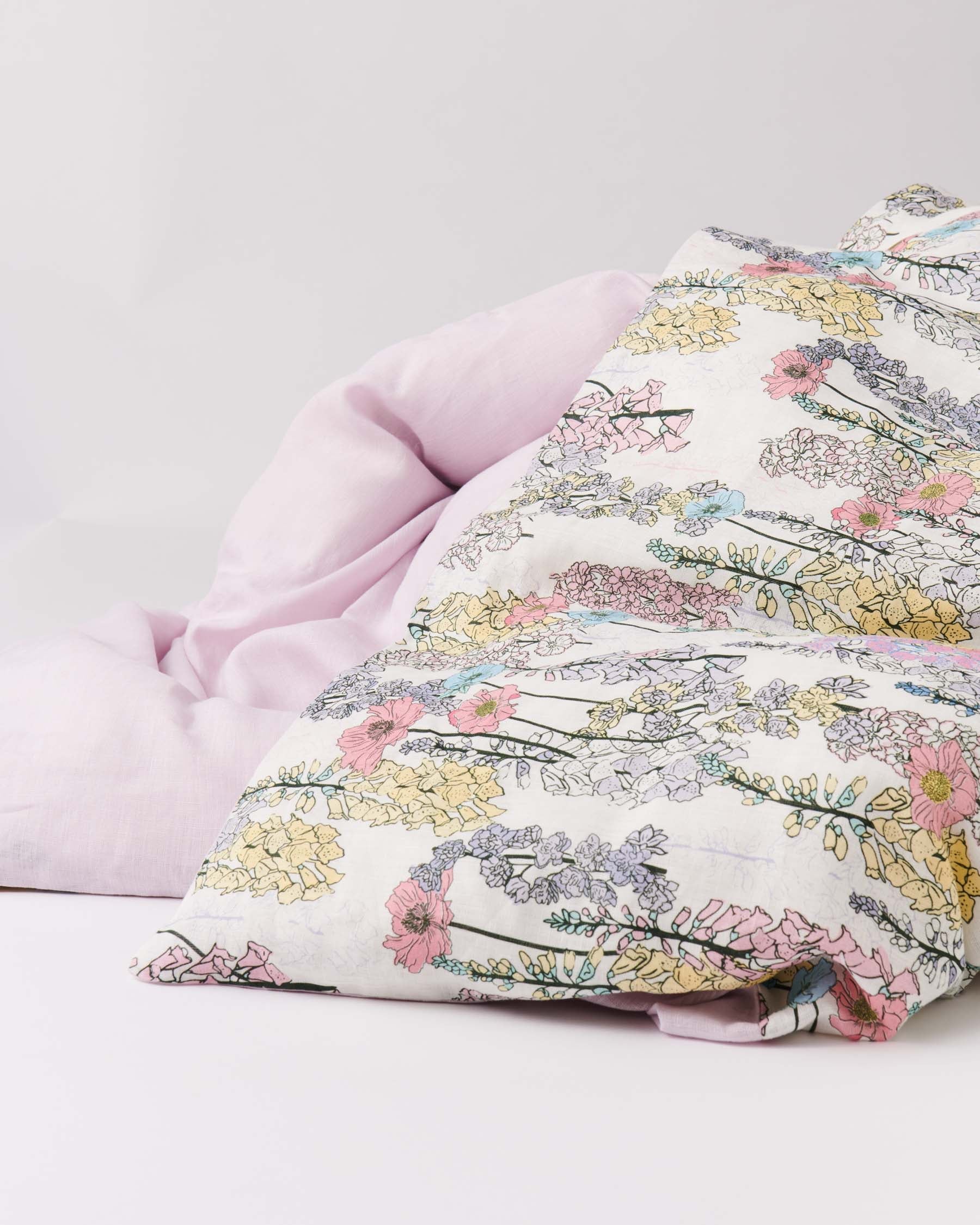 Foxglove Forever Linen Quilt Cover Set - 100% Natural Breathable Linen Duvet Cover for All Seasons | Perfect for Bedroom, Guest Room & Airbnb Stays