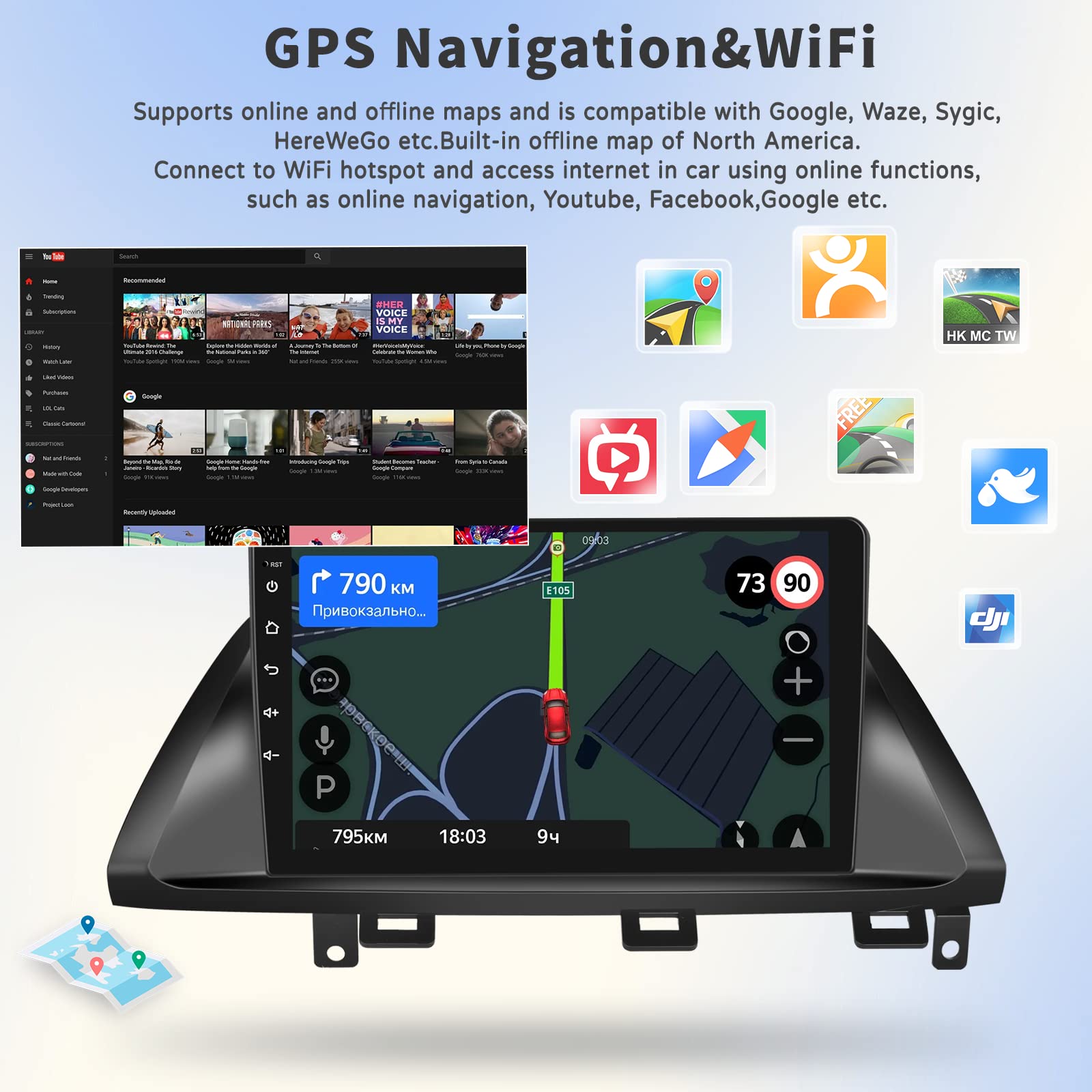 UNITOPSCI Android 13 10.1 Inch Touch Screen Car Stereo for Honda Odyssey 2005-2010 | Bluetooth GPS Navigation | Backup Camera | Mirror Link | FM WiFi USB | SWC MIC | Perfect for Road Trips & Daily Commutes