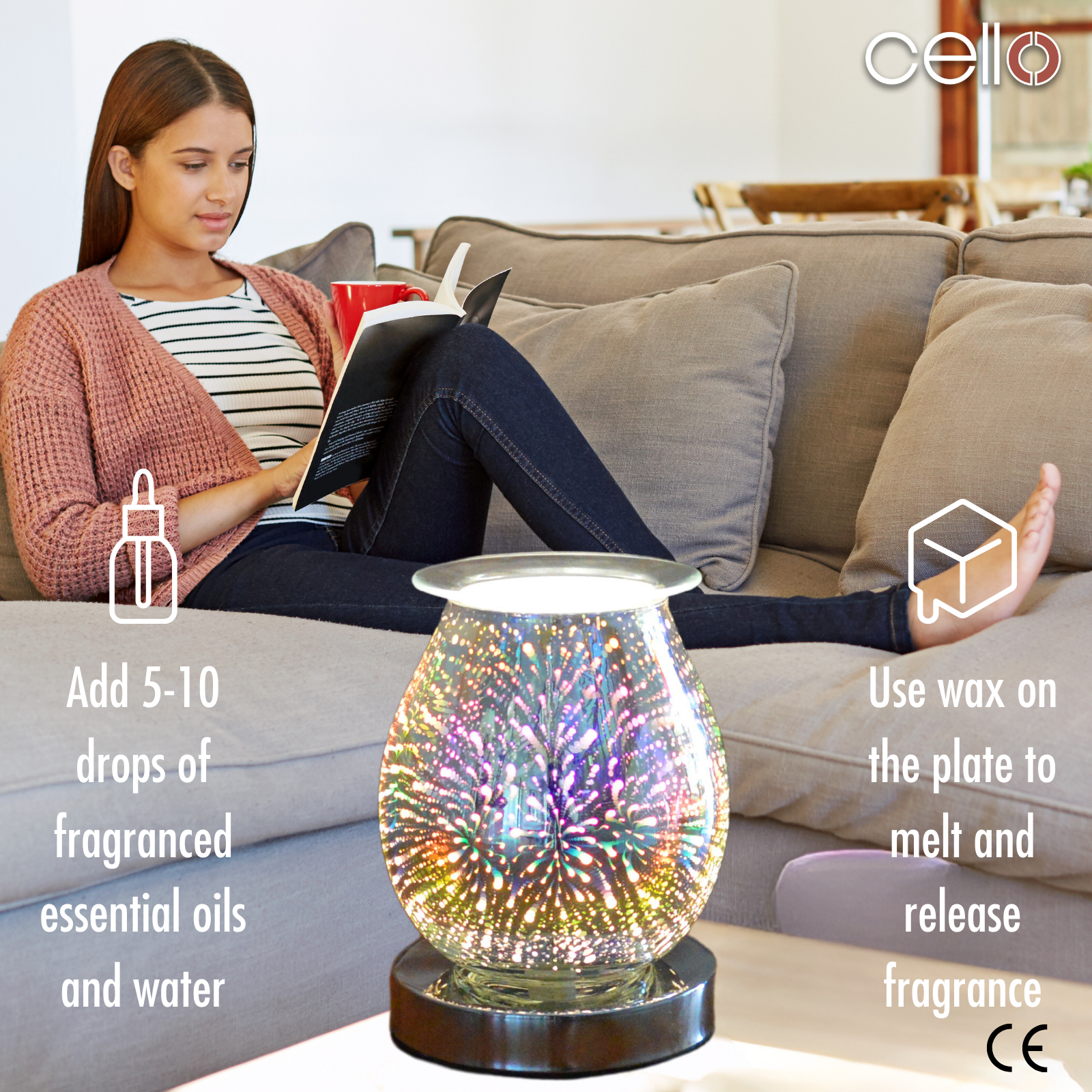 3D Pop Cello Electric Wax Warmer with Touch Control - Perfect for Aromatherapy, Home Decor, and Relaxation in Bedroom, Living Room, or Office