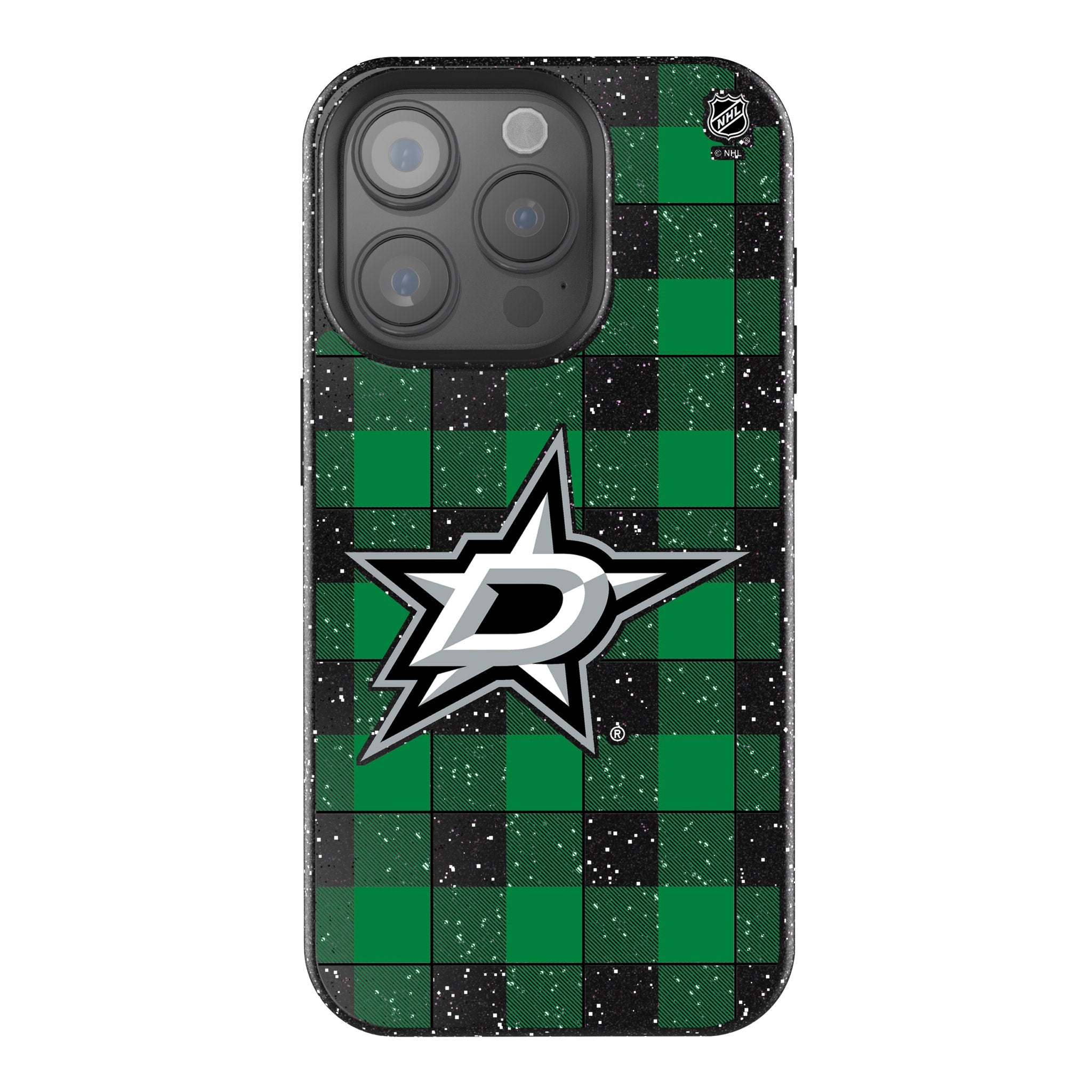 Dallas Stars Plaid Rhinestone Phone Case for iPhone & Samsung - Stylish & Protective Glitter Cover for Hockey Fans & Game Days