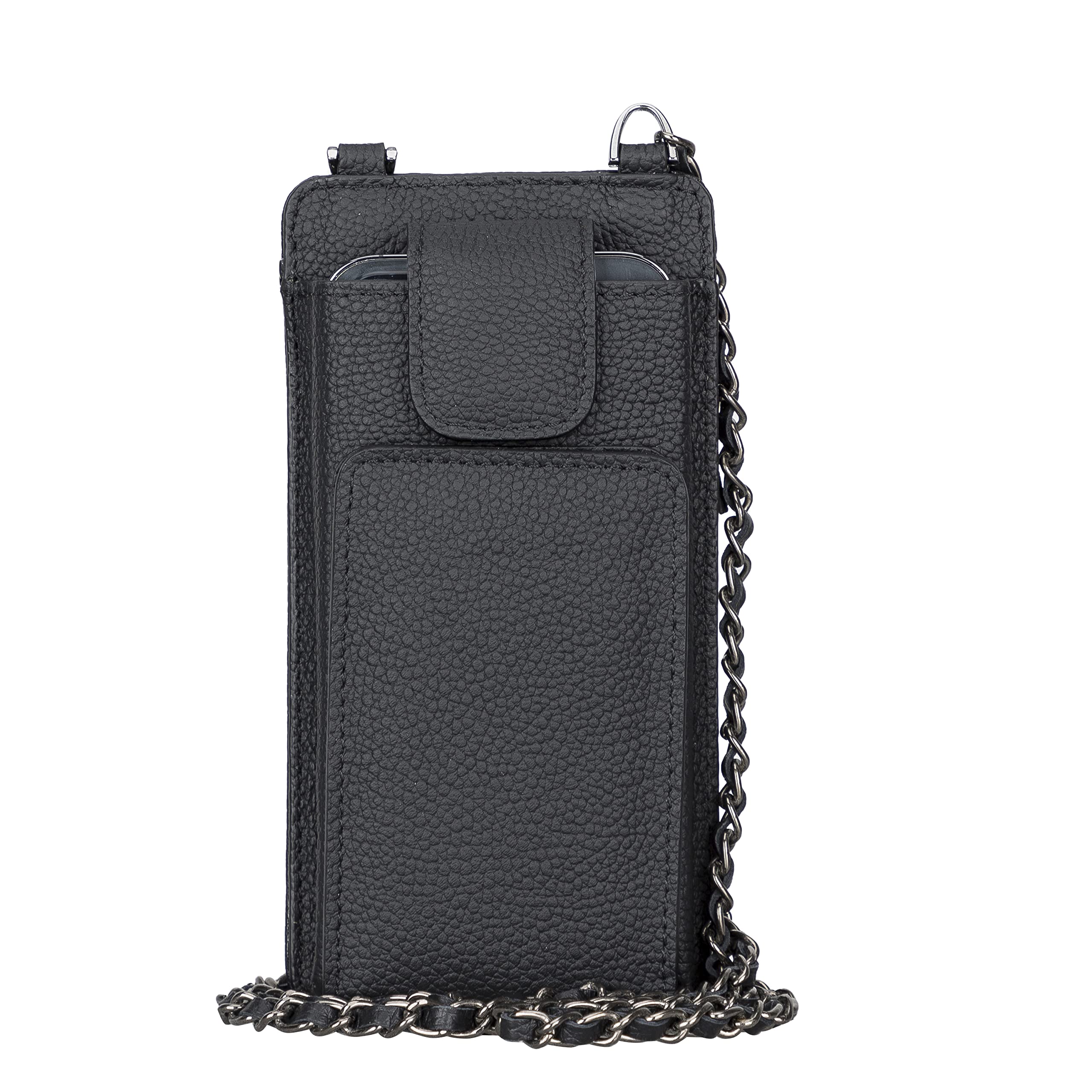 Women's Leather Crossbody Phone Purse Bag with Zipper, Phone Pocket & Chain Strap - 4 Card Slots Fits All Phones Up to 6.9