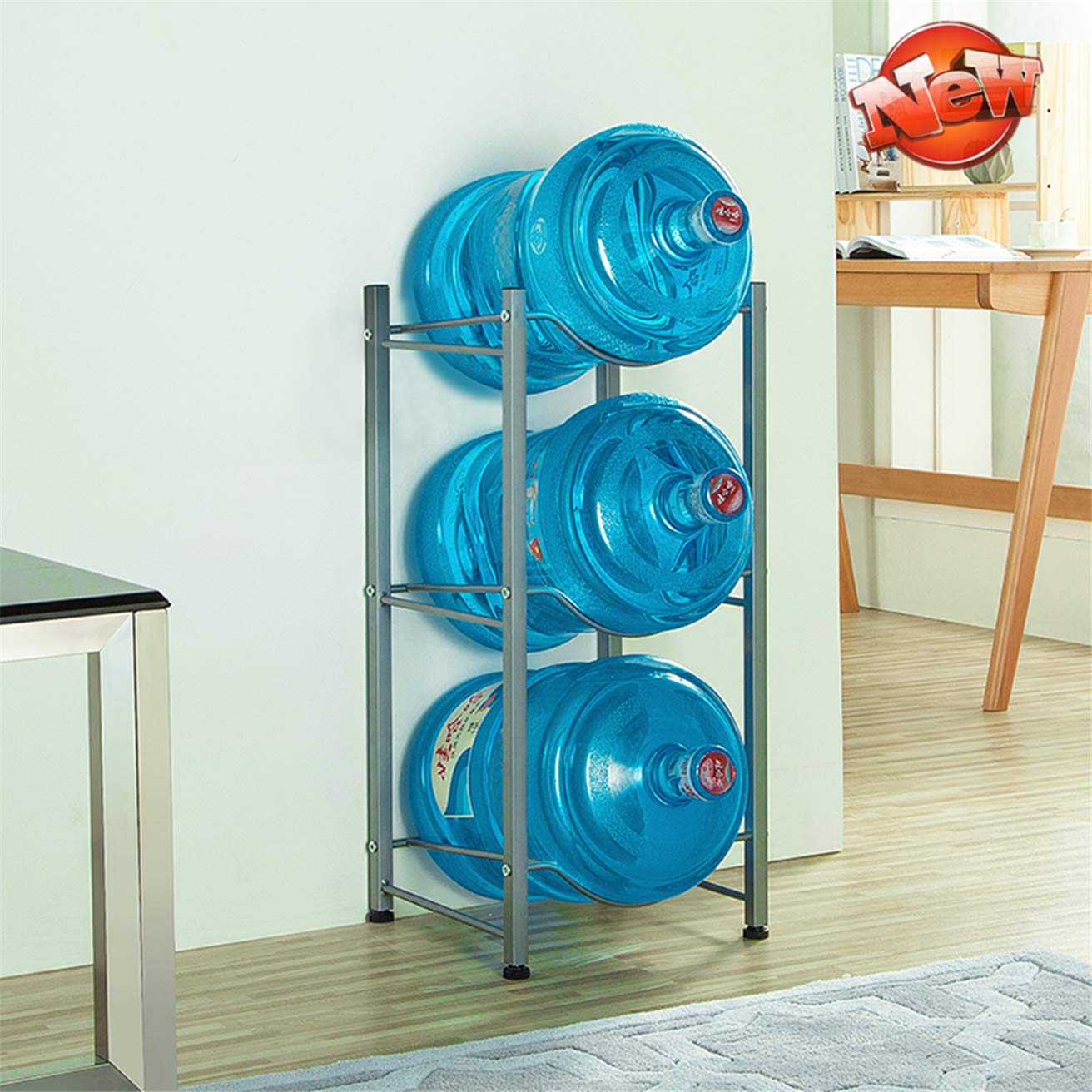 Ninowokc Heavy Duty 5 Gallon Water Bottle Rack - Newly Upgraded Detachable 3-Tier Water Cooler Jug Holder Stand, Space-Saving Water Storage Organizer for Office, Home & Gym Use