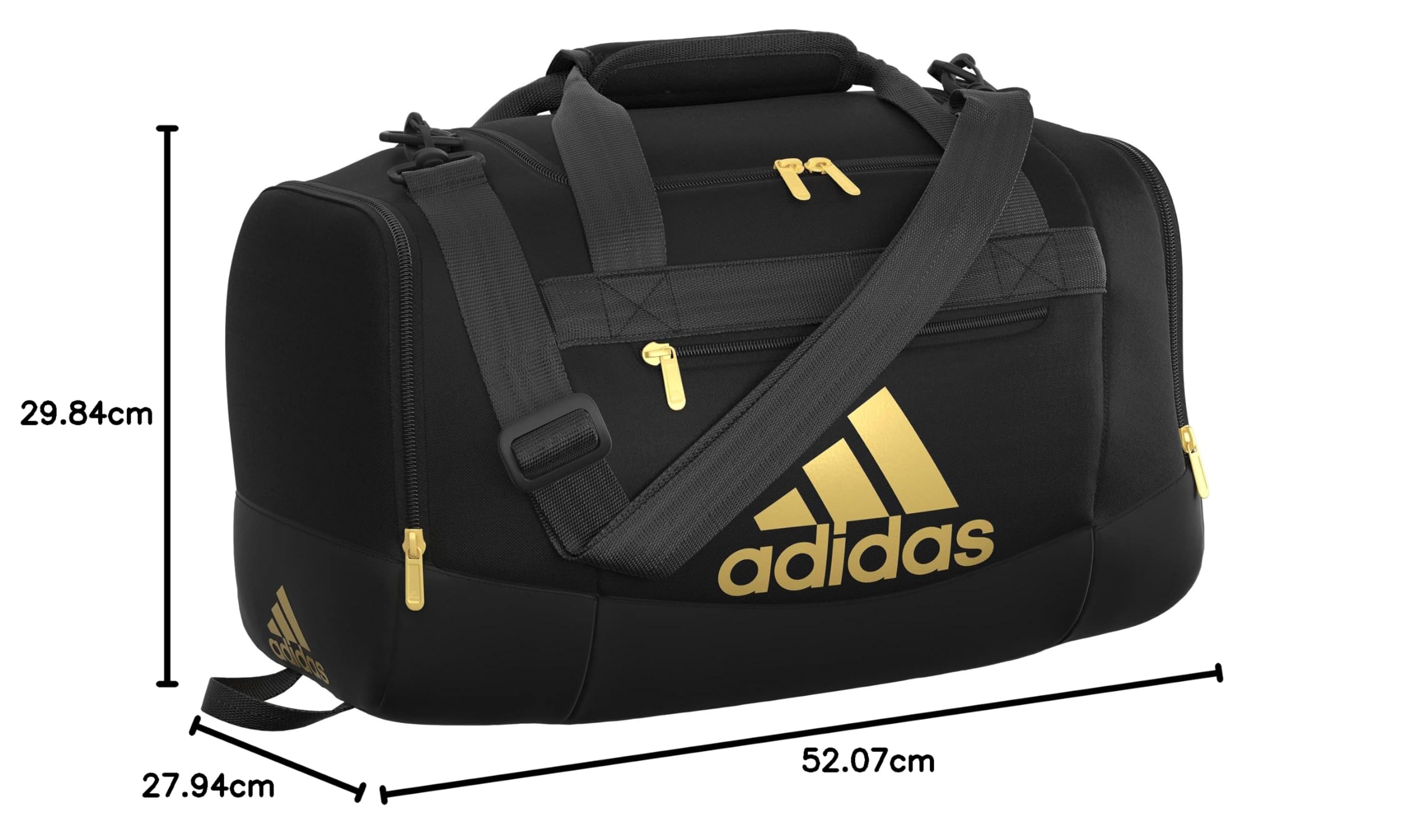 Adidas Unisex Defender 4.0 Gym Duffel Bag - Small 38L Black/Gold Metallic - Perfect for Workout, Travel & Sports Gear Storage