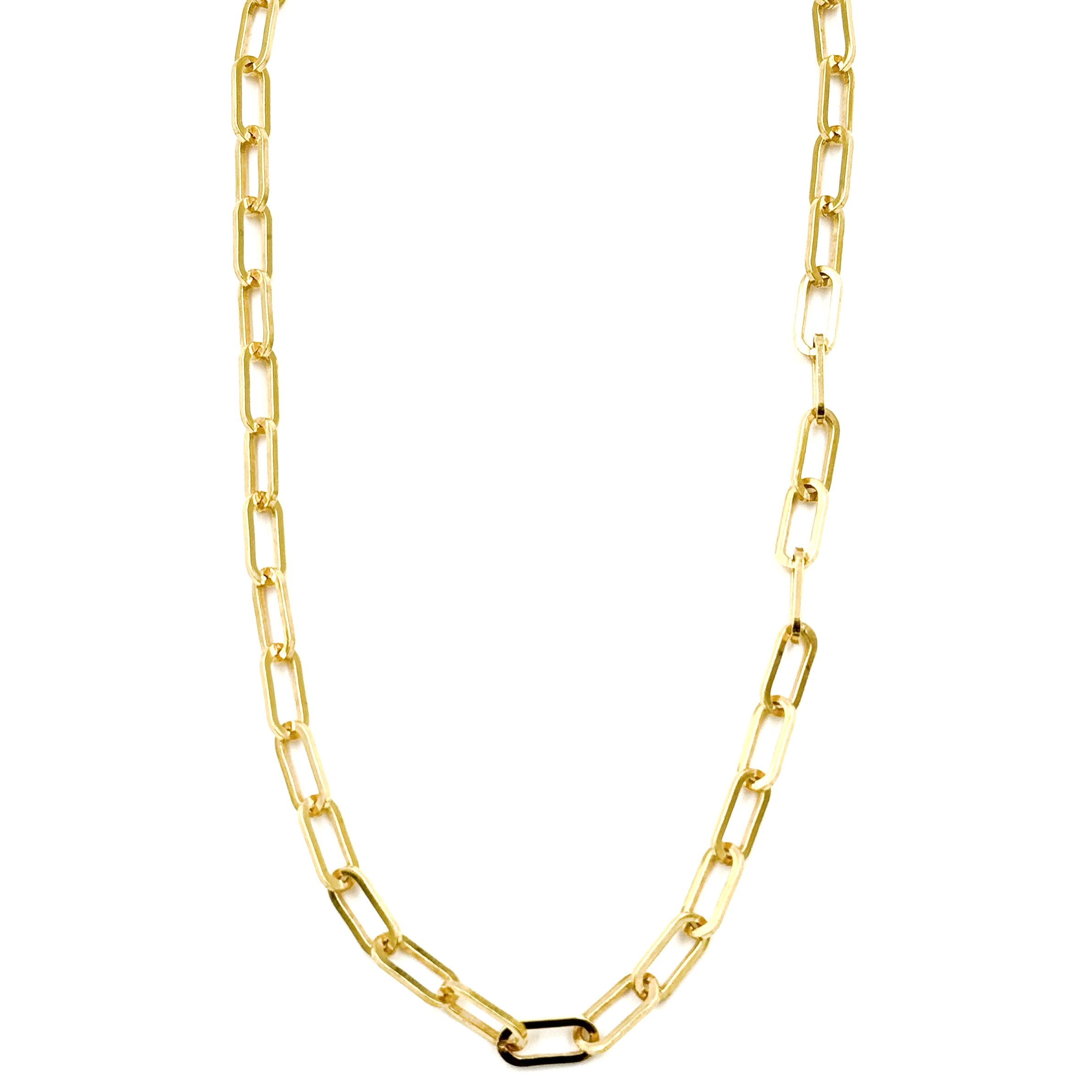 Ashley Gold Stainless Steel Gold Plated Paperclip Link Necklace for Women - Trendy Layered Chain Jewelry for Everyday Wear & Gift Giving