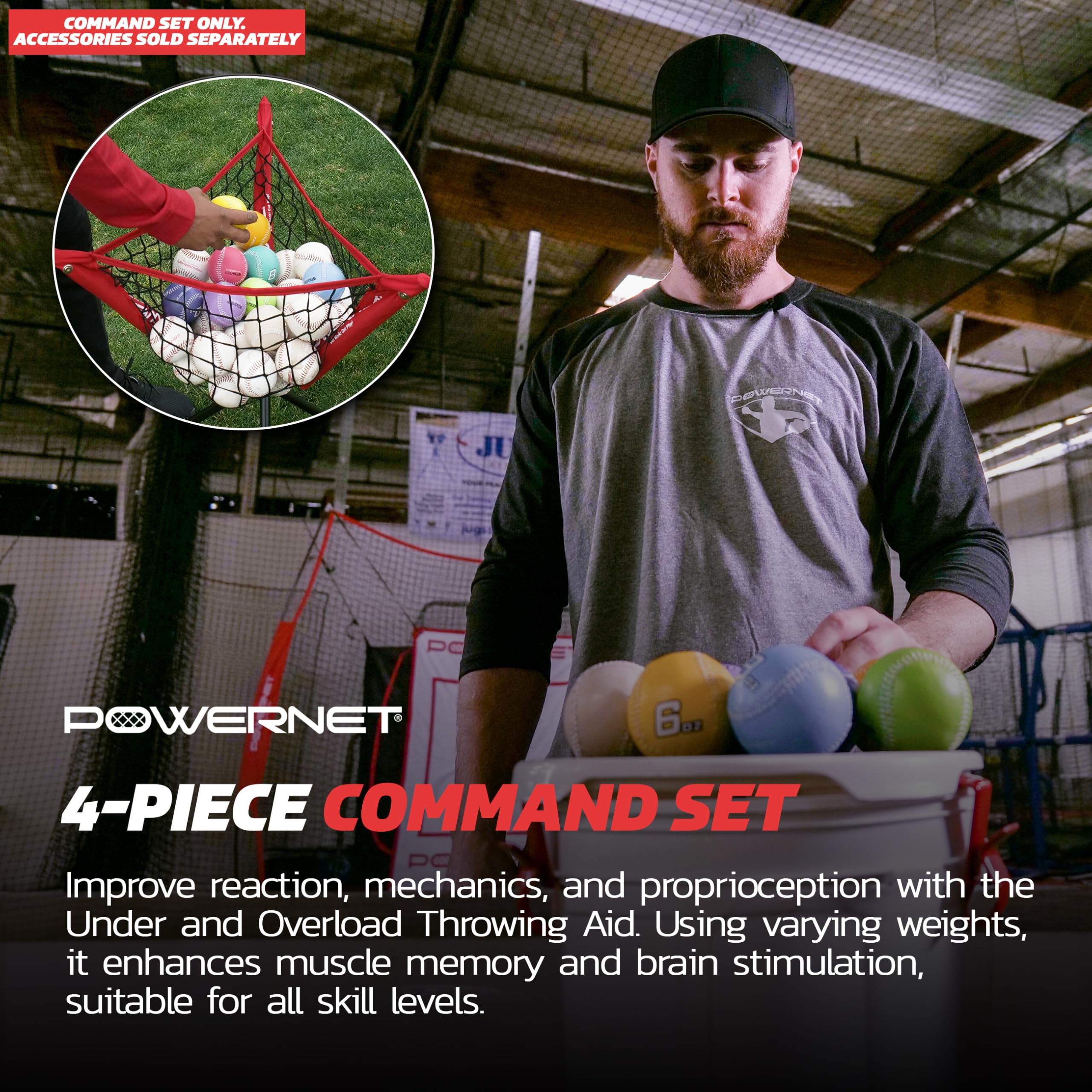 PowerNet Weighted Baseball Training Bundle - Heavy Weighted Baseballs for Pitching, Throwing & Long Toss - Strength Building Equipment for Pitchers & Baseball Players - Perfect for Practice, Command Training & Core Workouts