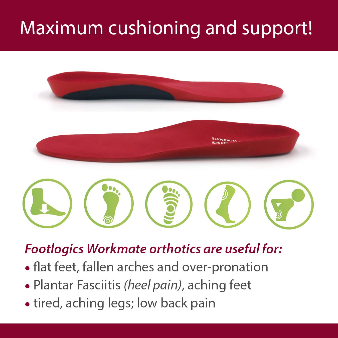Full-Length Workwear Orthotic Shoe Insoles with Mild Arch Support - Relief for Tired, Aching Feet & Foot Pain - Ideal for Supination & Long Work Shifts - Perfect for Nurses, Teachers & Factory Workers (Pair, XS)