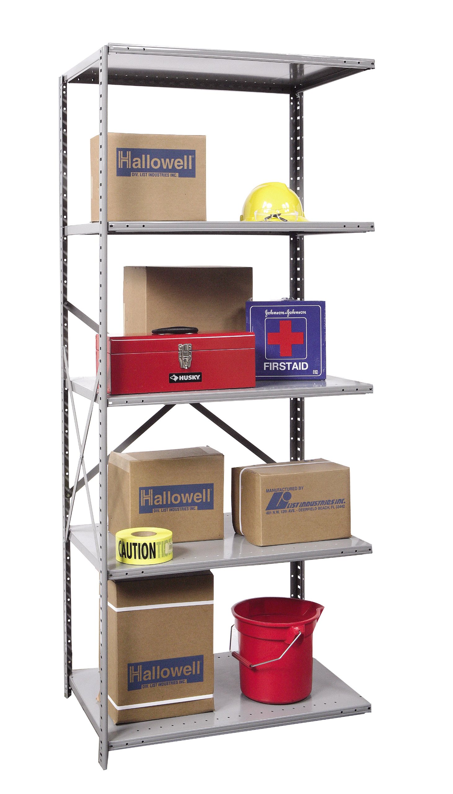Hallowell A5510-18HG Heavy-Duty Open Hi-Tech Shelving Unit with 5 Adjustable Shelves - 36