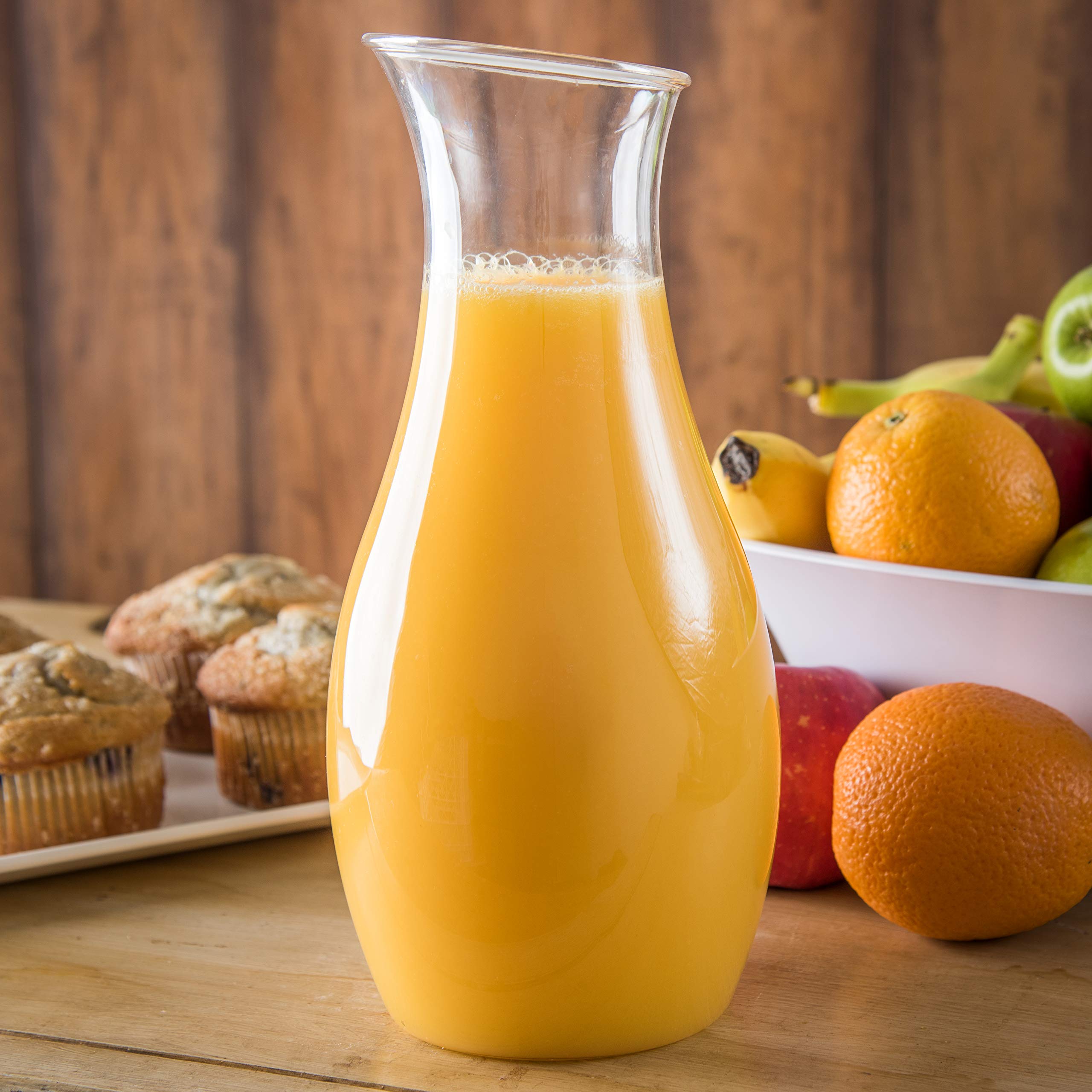 Carlisle 7090307 Cascata 1.5L Clear Plastic Juice Carafe - BPA-Free Beverage Dispenser for Restaurants, Catering & Home Use (Pack of 12) - Perfect for Iced Tea, Lemonade, Party Drinks & Refrigerator Storage