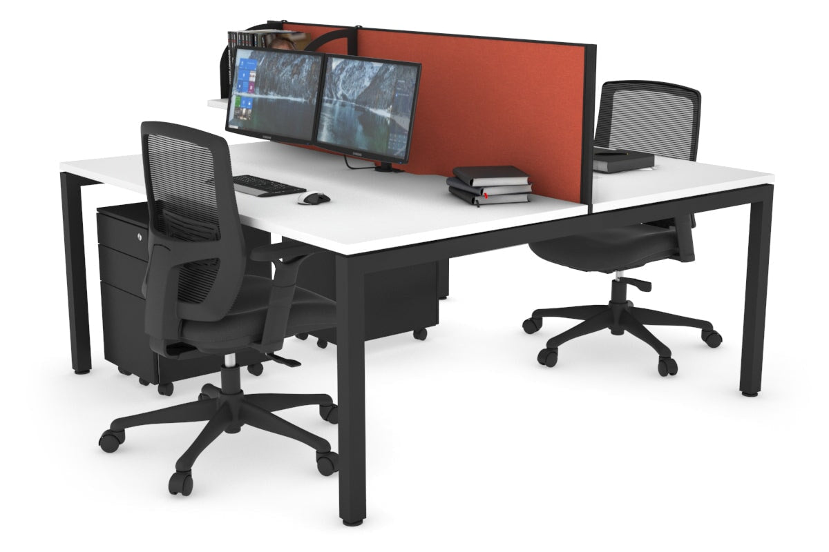 Quadro Square Legs 2 Person Office Workstation Desk - 1200L x 800W with Cable Management Scallop - Perfect for Shared Workspaces & Home Offices