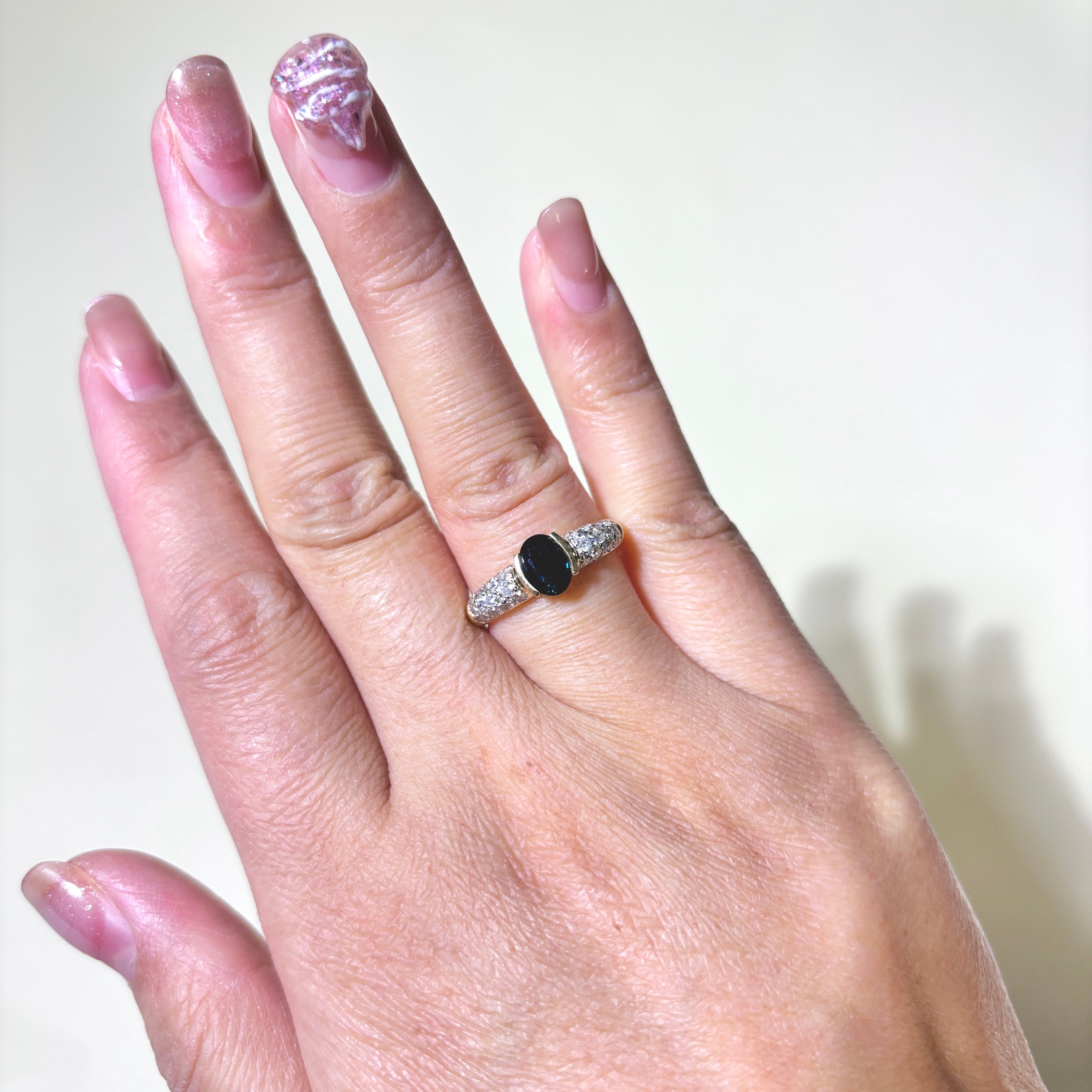 14K Yellow Gold Semi Bezel Sapphire and Diamond Ring - 0.95ct Sapphire & 0.38ctw Diamonds - Size 7 - Perfect for Engagement, Anniversary, and Special Occasion Gifts