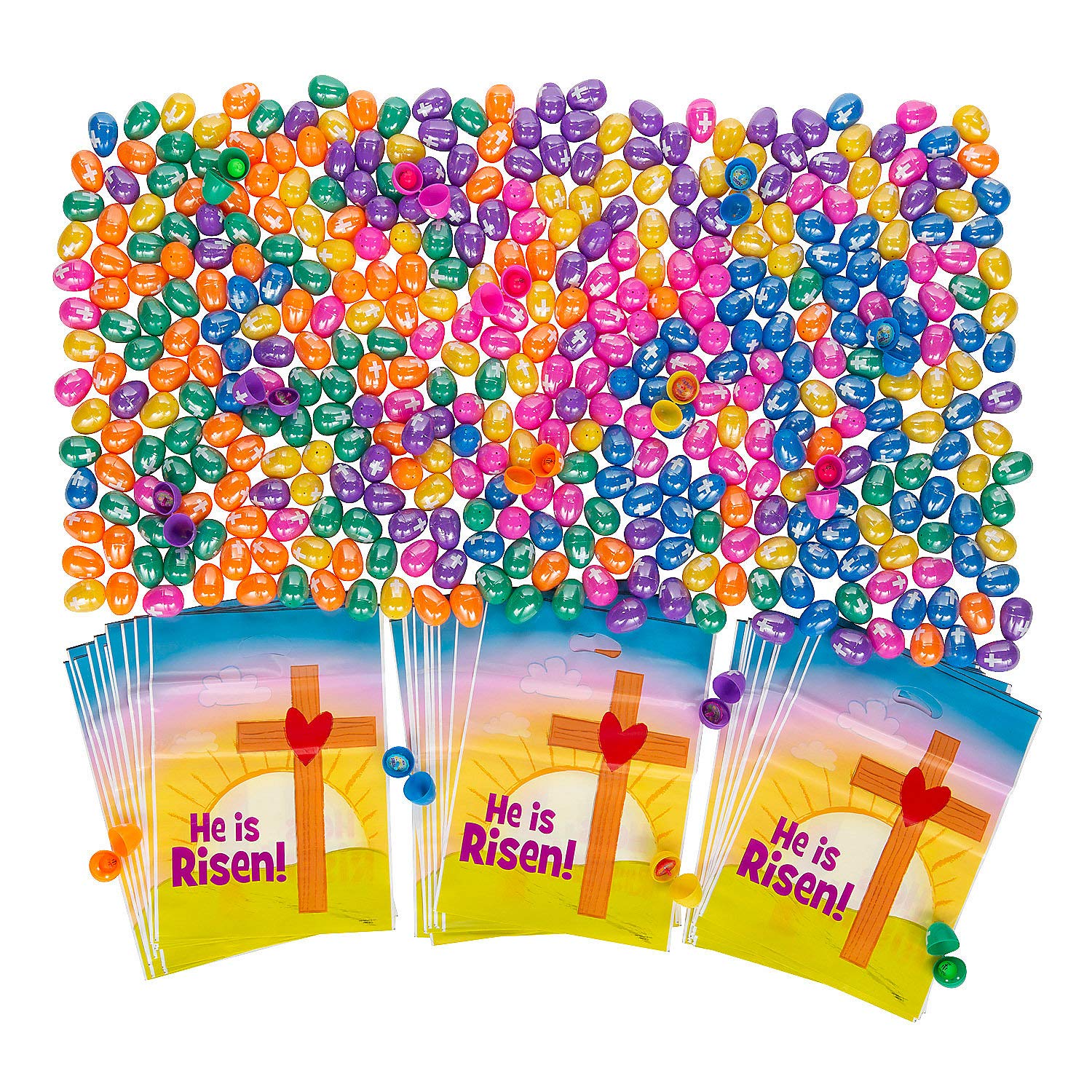 Bulk Easter Egg Hunt Party Supplies - 550 Pre-Filled Plastic Eggs for 50 People - Religious Easter Party Favors & Decorations - Perfect for Church Events, School Activities & Family Gatherings