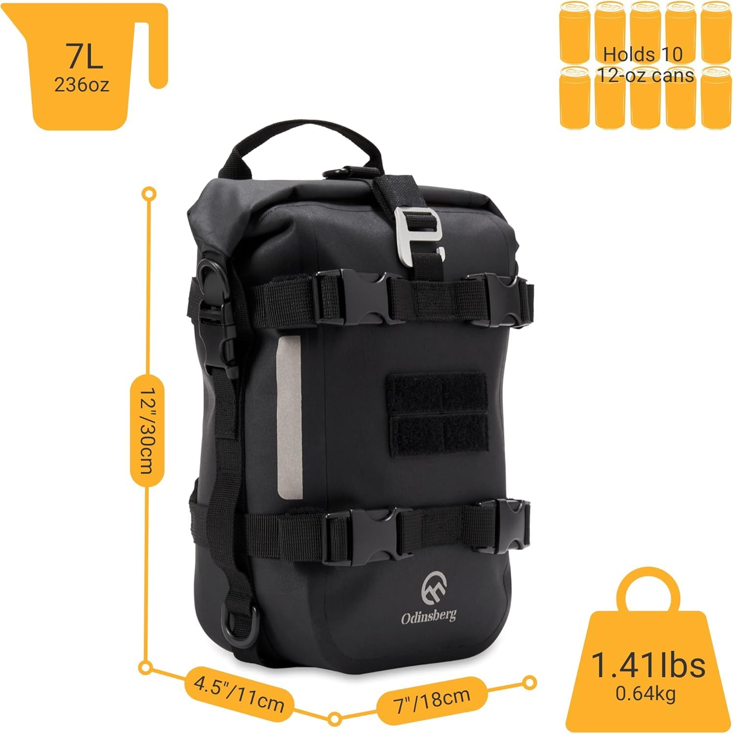 Waterproof 7L Motorcycle Tail Bag - Durable Dry Bag for Crash Bar, Back Seat, Sissy Bar & Rack - Ideal for Moto, Enduro & ATV Riders - Perfect for Commuting, Adventure Tours & Off-Road Trips