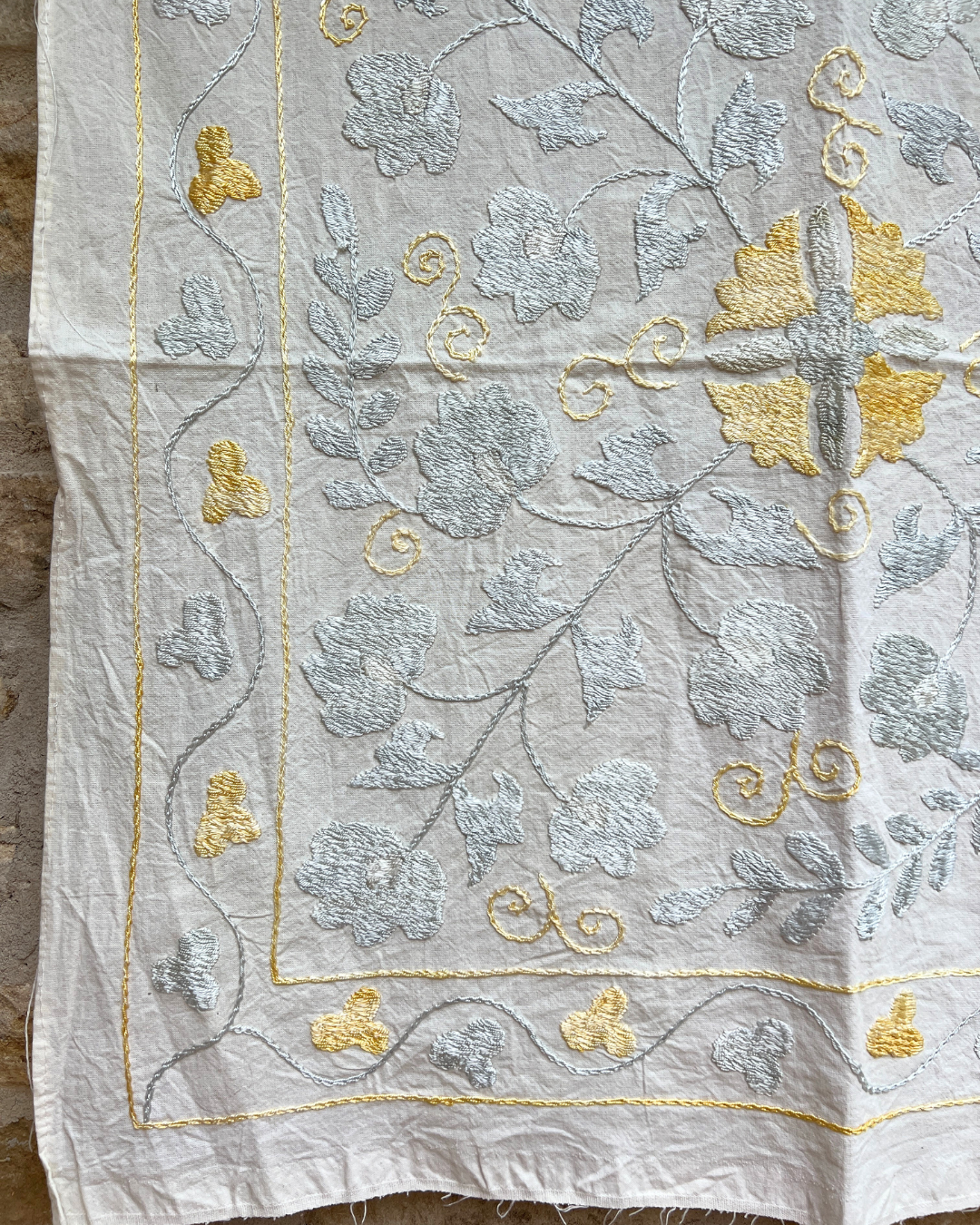 Extra Small Suzani 03 - Handmade Cotton Pillow Cover with Traditional Embroidery | Perfect for Boho Home Decor, Throw Pillows & Bedroom Accents