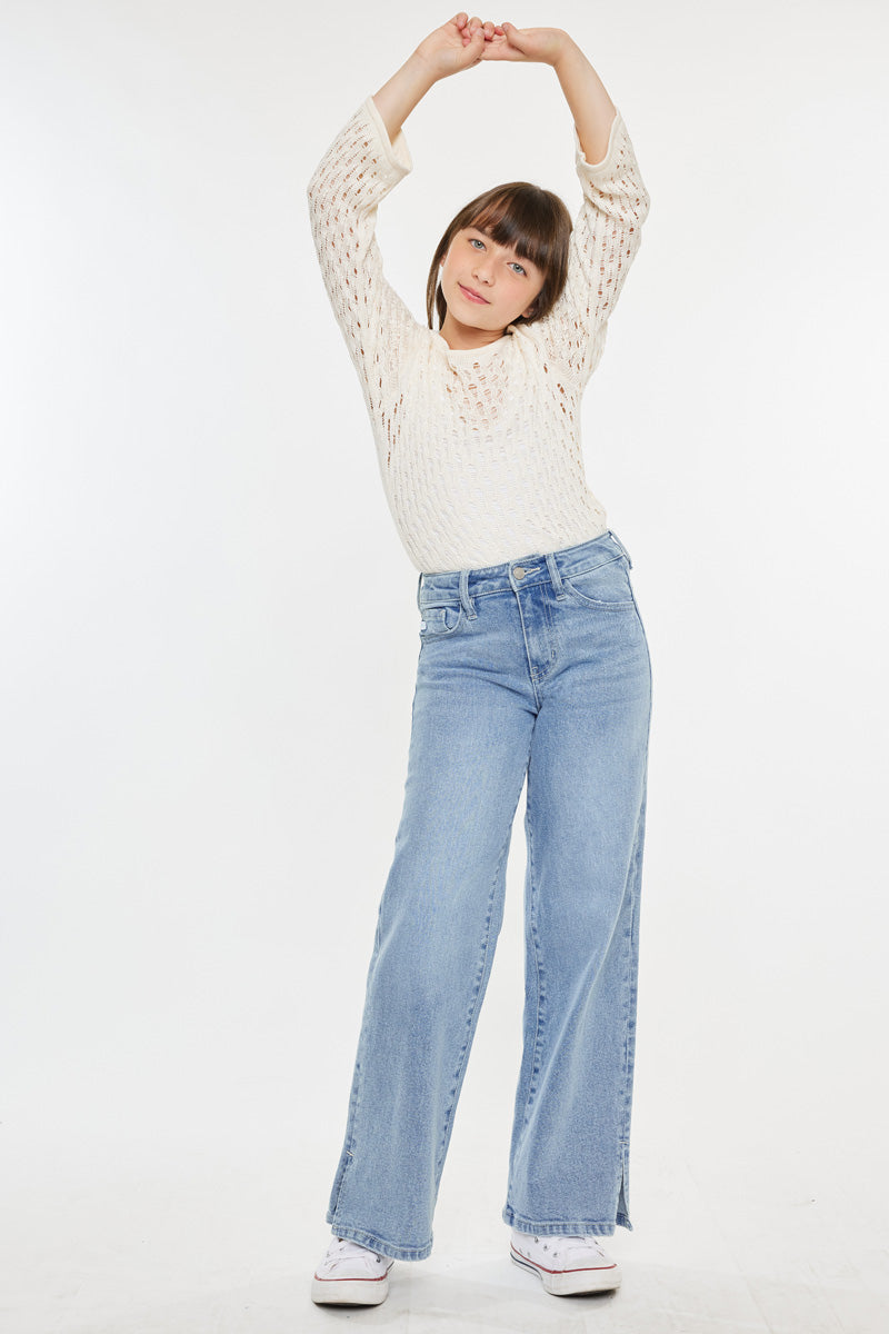 Aurora High Rise Wide Leg Jeans for Kids - Trendy & Comfortable Denim Pants for Girls & Boys - Perfect for School, Play & Everyday Wear