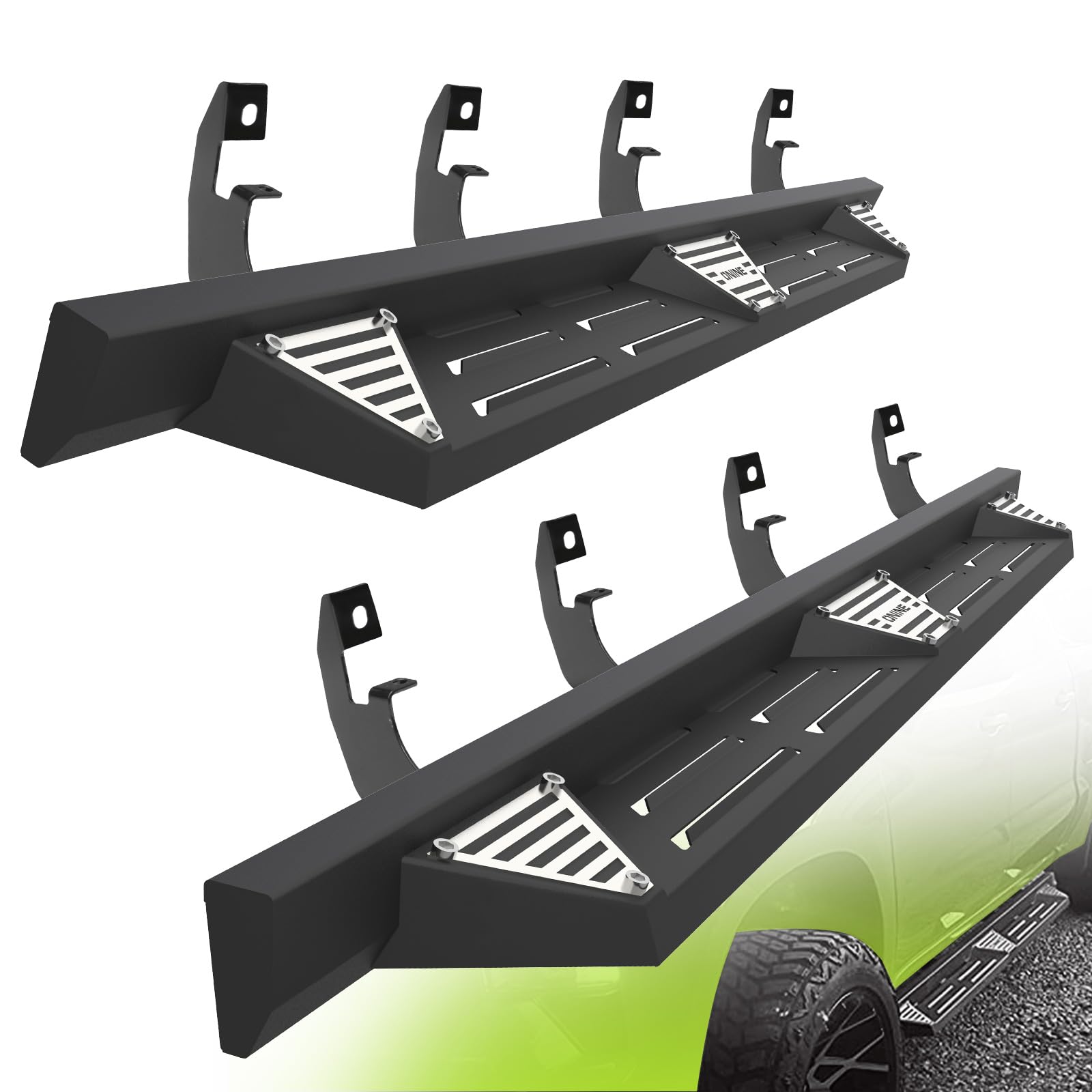 ONINE Running Boards for 2019-2025 Chevy Silverado/GMC Sierra 1500 & 2020-2025 Silverado/Sierra 2500HD 3500HD Crew Cab - Textured Black Drop Side Step Nerf Bar Rock Sliders | Off-Road Protection & Easy Access