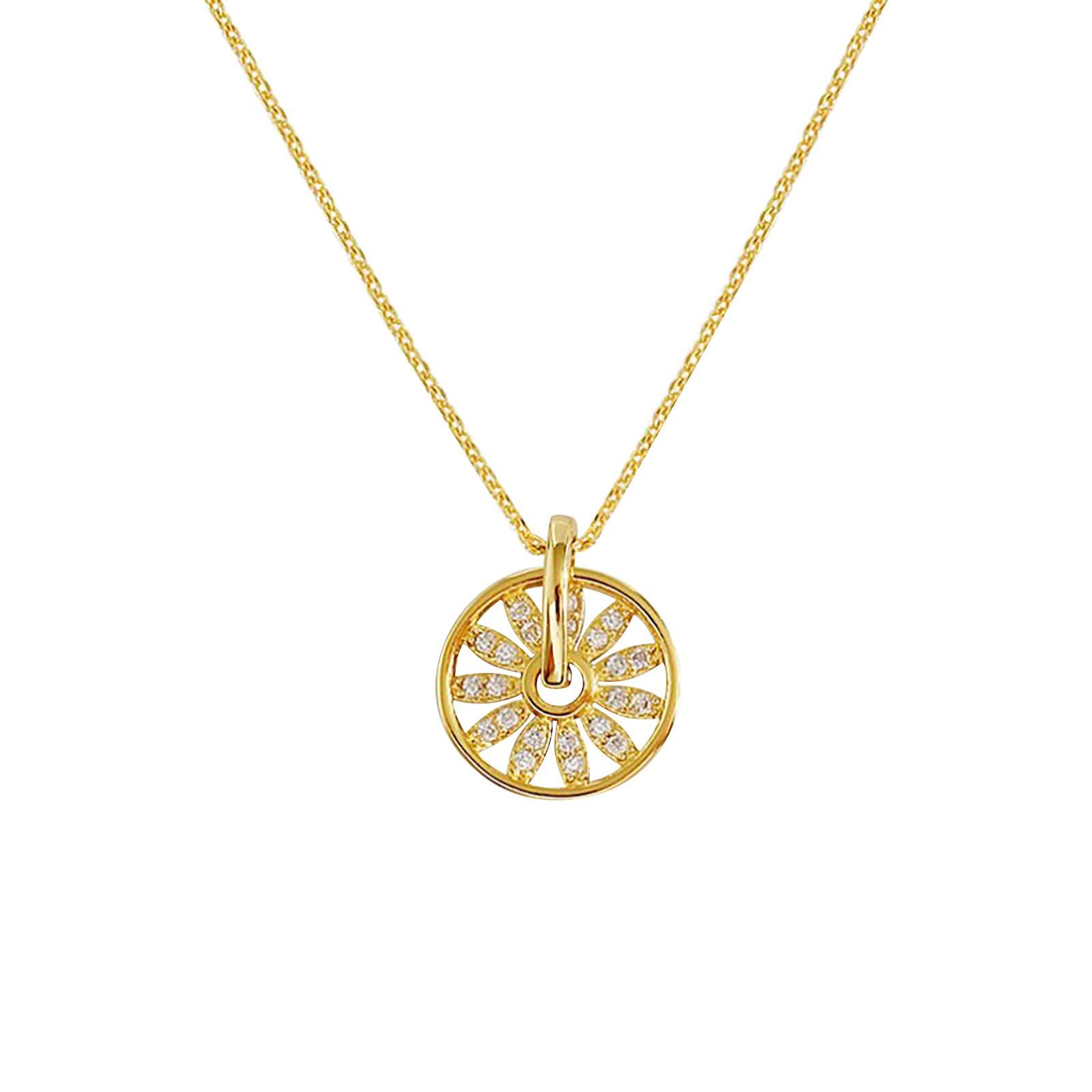 Gold Cross Chain Rotatable Windmill Necklace for Women - Elegant Round Light Luxury Clavicle Pendant Locked Necklace - Perfect for Daily Wear, Gift Giving & Special Occasions