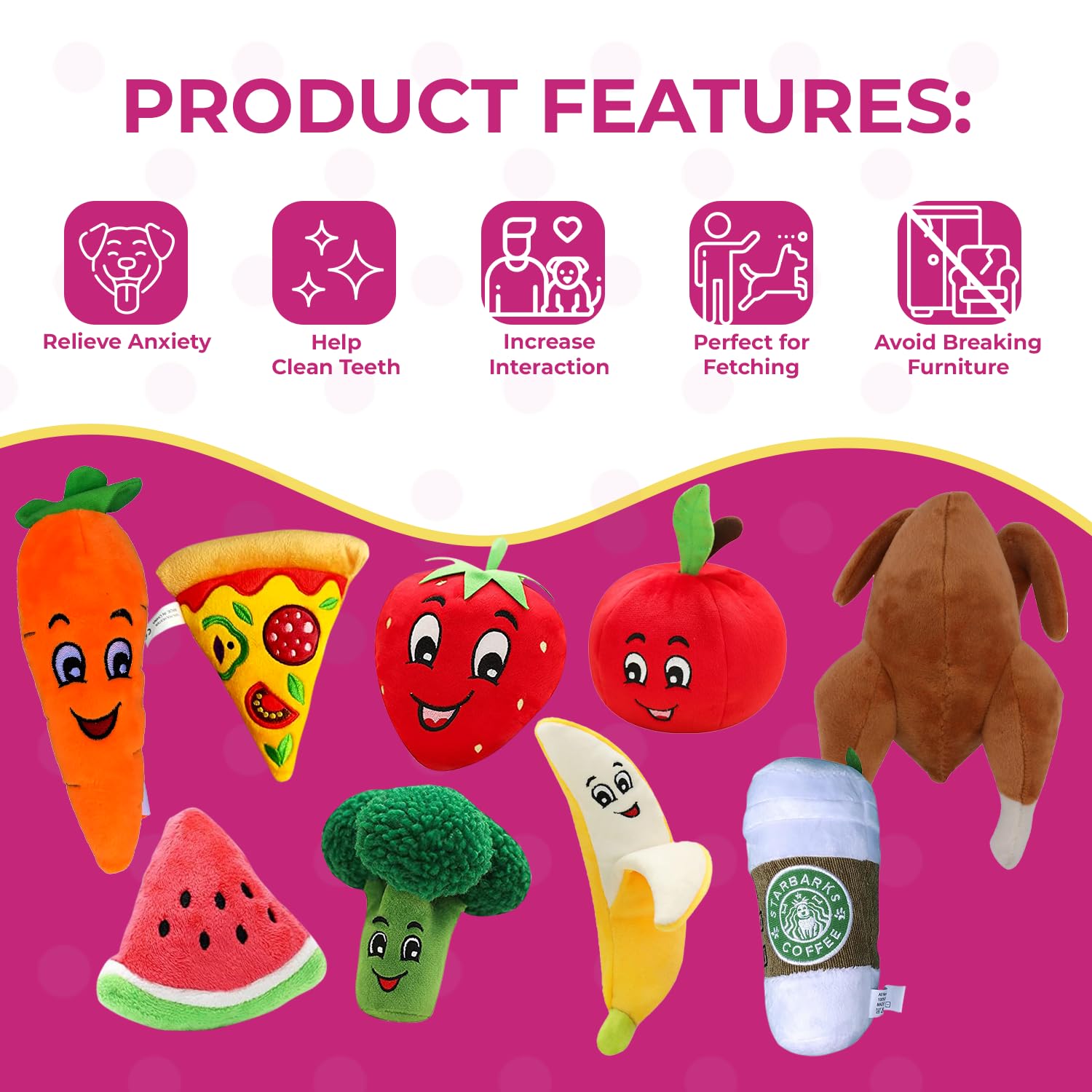 Tomato Shaped Plush Dog Toy with Squeaker for Medium & Large Dogs - Fun Chew Toy for Playtime, Training & Interactive Pet Games