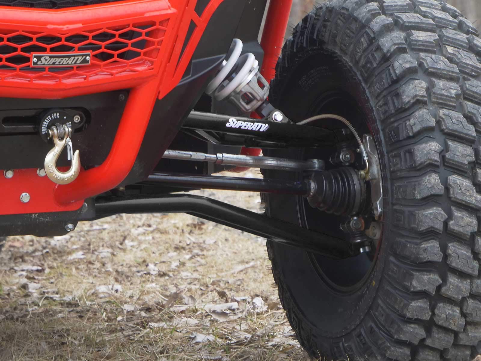 SuperATV Heavy Duty High Clearance Upper Front A-Arms for 2016-2021 Polaris RZR XP Turbo/XP 4 Turbo - Black - Includes Heavy Duty Ball Joints - Non-Adjustable - Off-Road Performance Upgrade for UTV Trail Riding & Dune Bashing