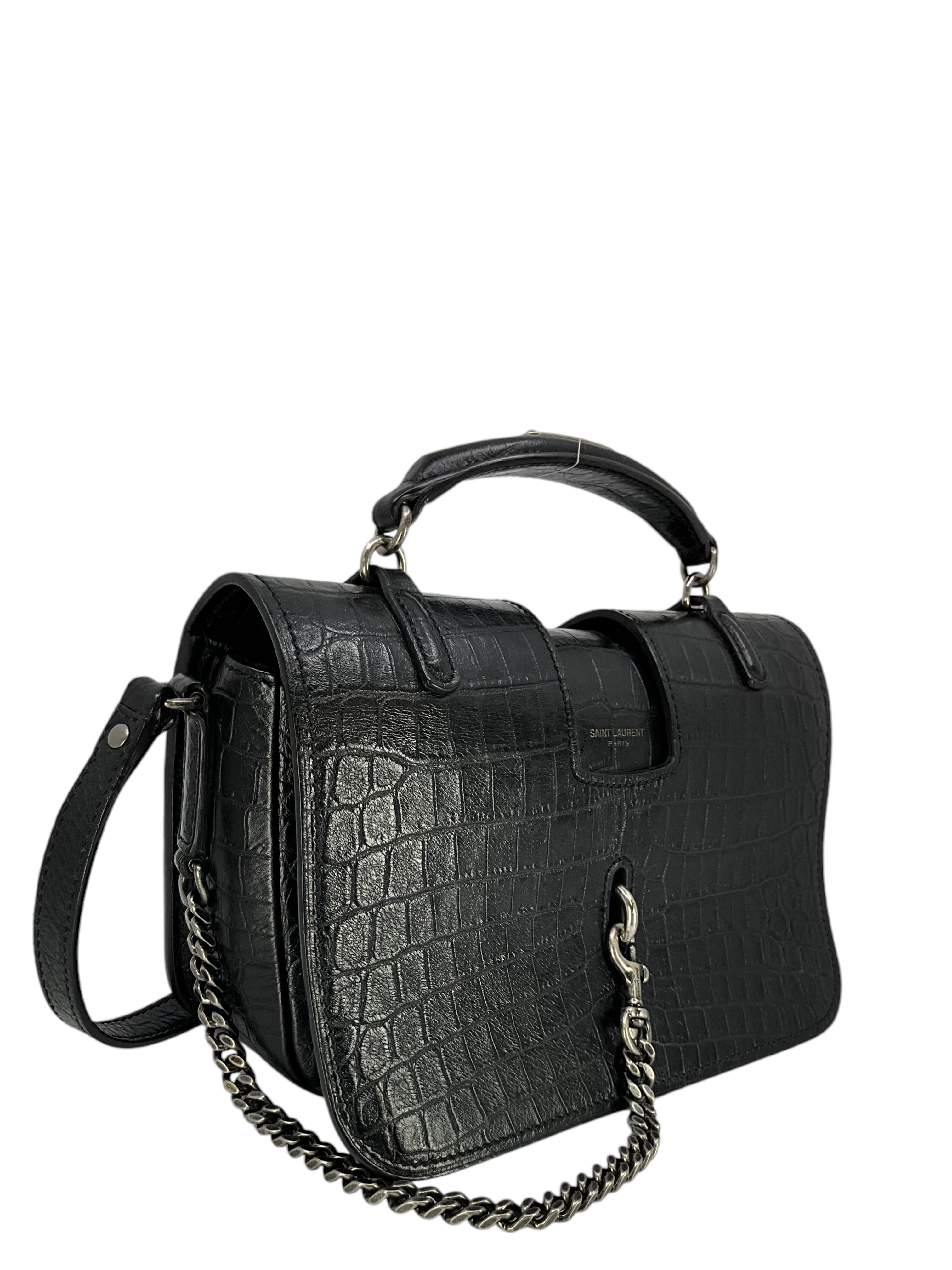 SAINT LAURENT Medium Charlotte Bag - Genuine Crocodile Embossed Leather Handbag for Women | Perfect for Work, Evening Events & Luxury Gift Giving