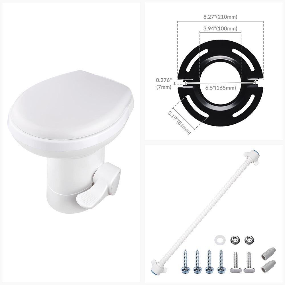Gravity Flush RV Toilet with Pedal Flush - Portable Camper Toilet for RV, Camper, Trailer & Boat | Ideal for Camping, Road Trips & Off-Grid Living