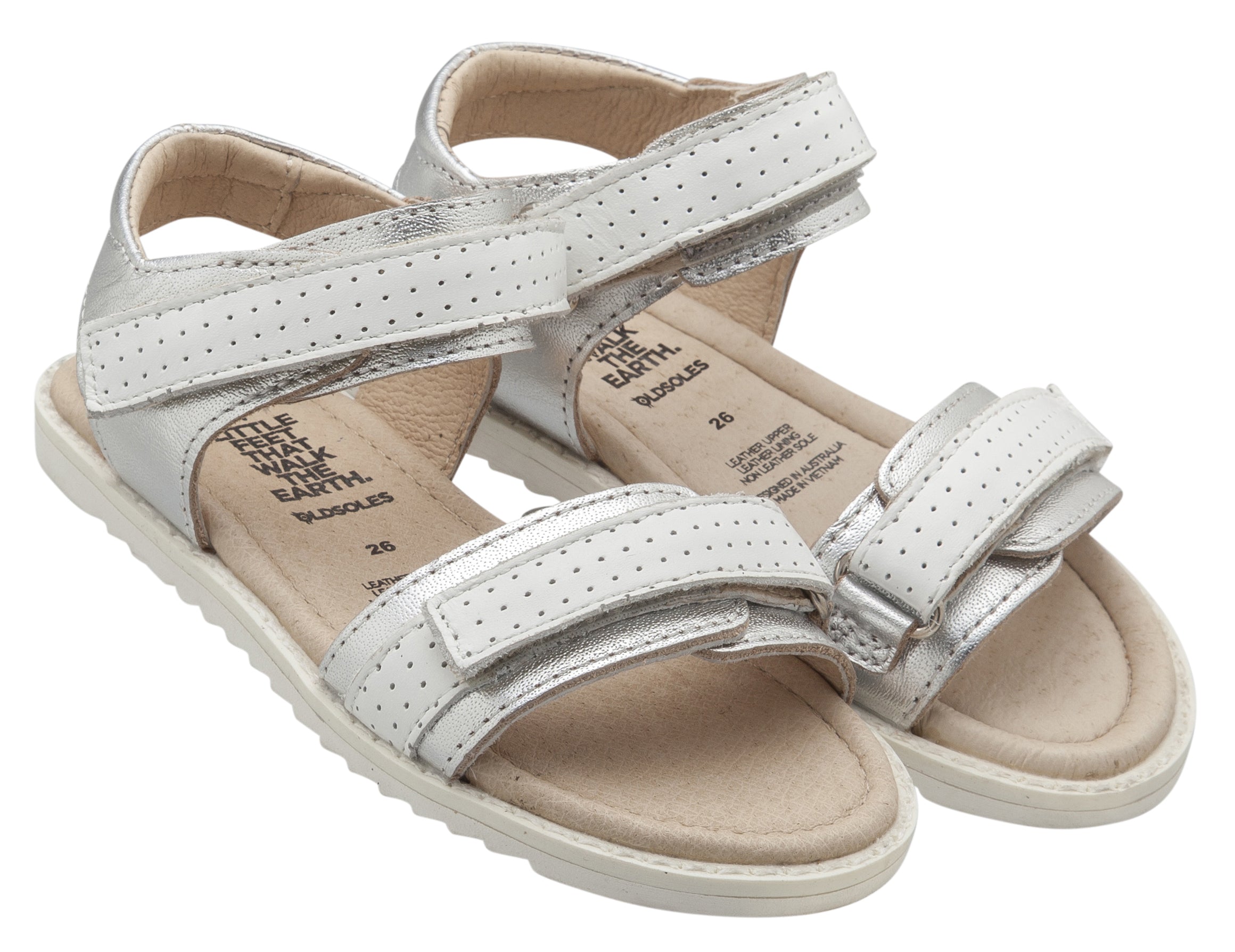 Old Soles 7016 Girls' Strapping S Sandal - Silver/Snow | Comfortable Kids' Sandals for Summer Play, Beach & Outdoor Activities