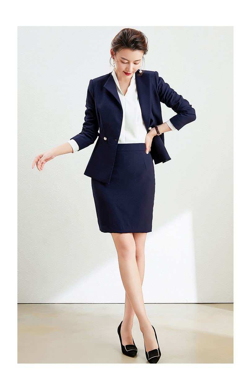 Women's 2-Piece Double Breasted Skirt Suit Set - Professional Business Office Blazer & Pencil Skirt Outfit for Work, Interviews & Formal Events
