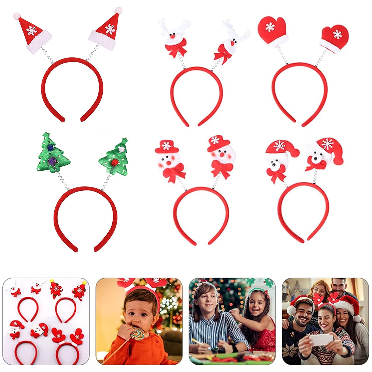 Cute Christmas Headbands for Kids - Santa Snowman Tree Hair Hoops & Hair Accessories (12 Pack) - Perfect for Xmas Parties, Holiday Photos & Festive Dress Up