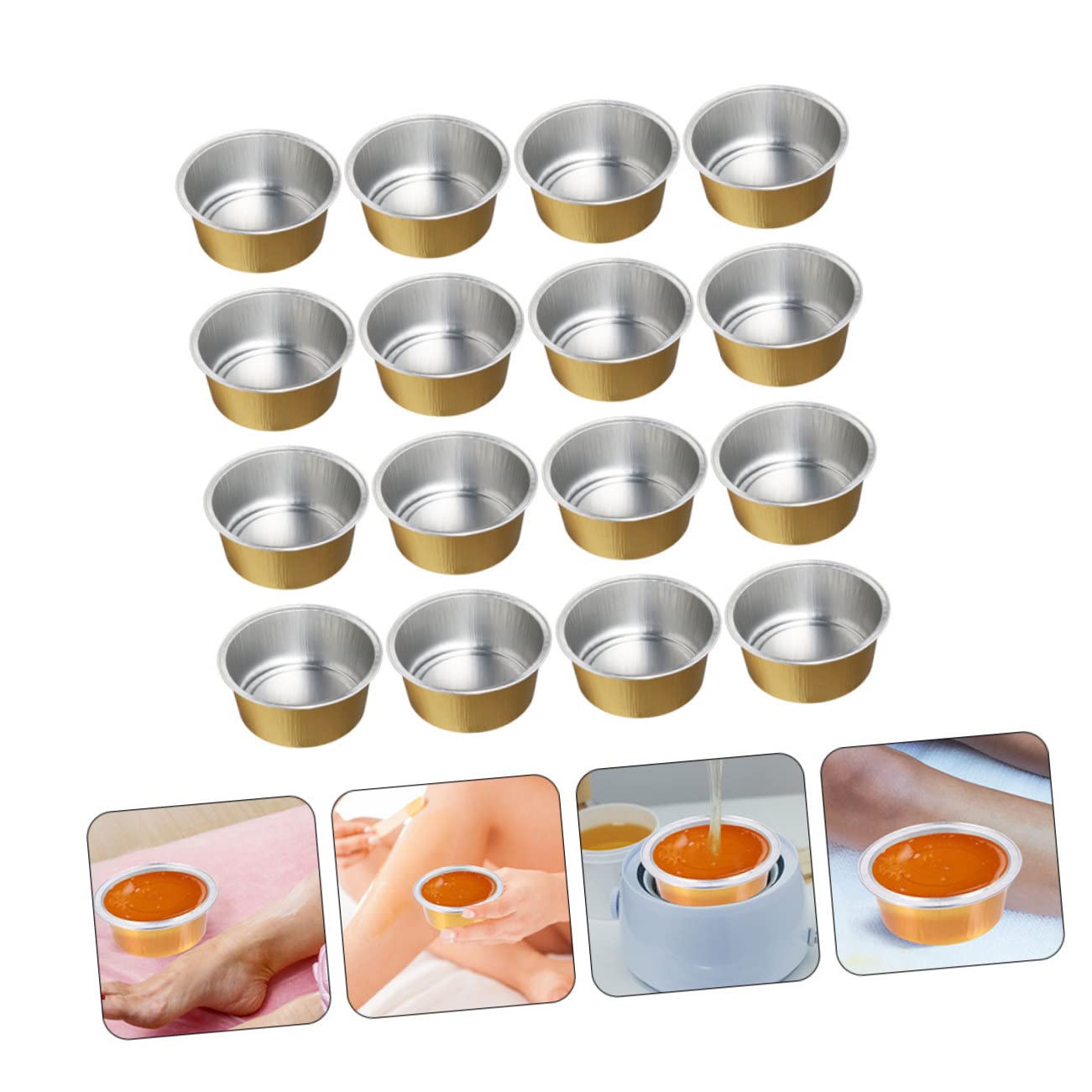 25pcs Golden Aluminum Foil Wax Melting Bowls for Wax Warmers - Mini Scented Wax Containers, Wax Warmer Bowls & Waxing Supplies - Perfect for Aromatherapy, Home Spa & DIY Candle Making