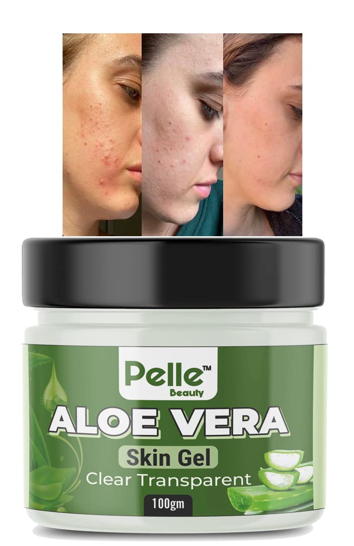Pelle Beauty Aloe Vera Face Gel - 100% Natural Hydrating Moisturizer for Dry & Sensitive Skin (100g) | Perfect for Daily Skincare Routine, Sunburn Relief & After-Sun Care