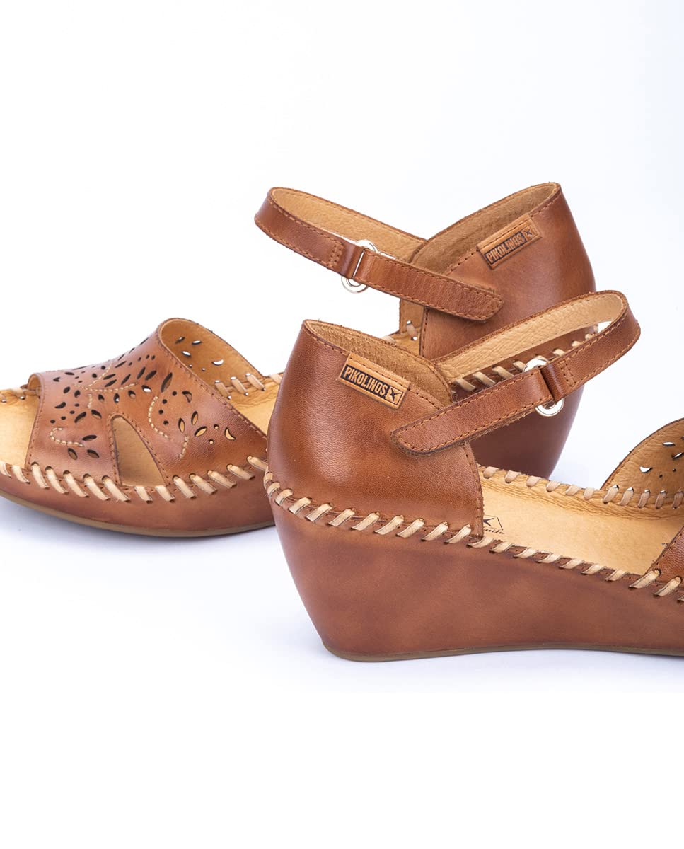 PIKOLINOS Women's Leather Wedge Sandals - Comfortable Margarita Style for Summer, Beach, and Casual Outings