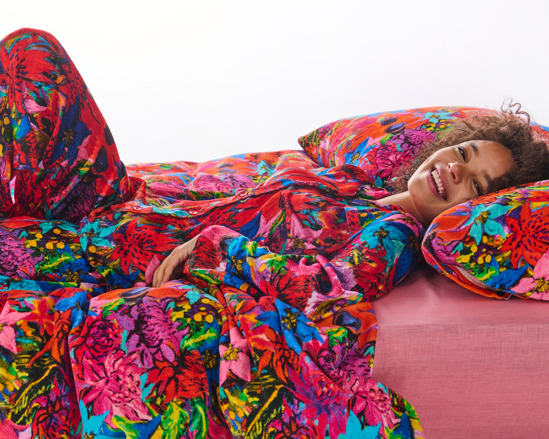 Kip&Co x Jenny Kee Growing The Peace Velvet Long Sleeve Pajama Set for Women - Soft & Comfortable Sleepwear for Cozy Nights, Loungewear, and Relaxation at Home