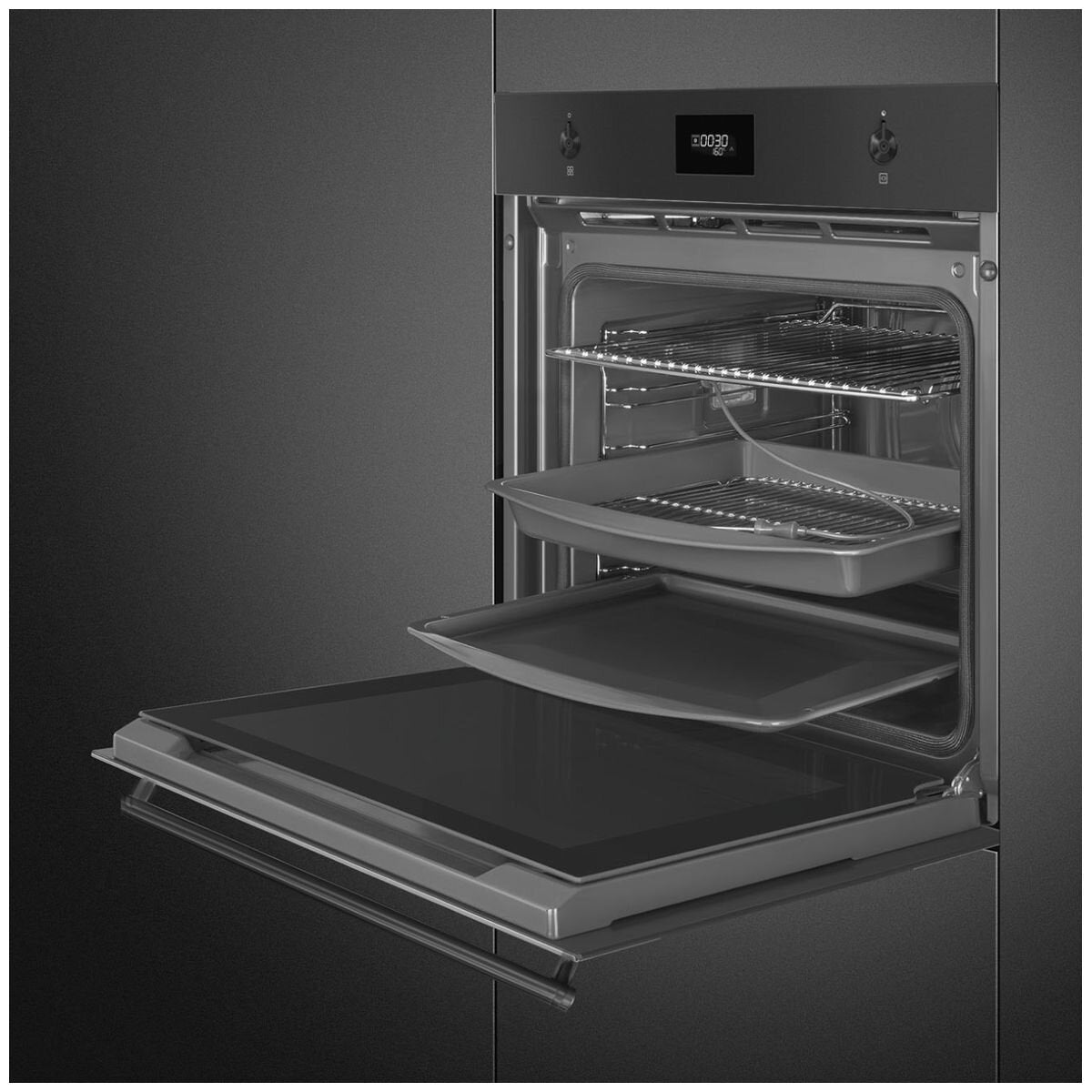 Smeg 60cm Classic Matte Black Pyrolytic Oven SOPA6301TN - Premium Built-In Electric Oven for Modern Kitchens | Perfect for Baking, Roasting & Self-Cleaning